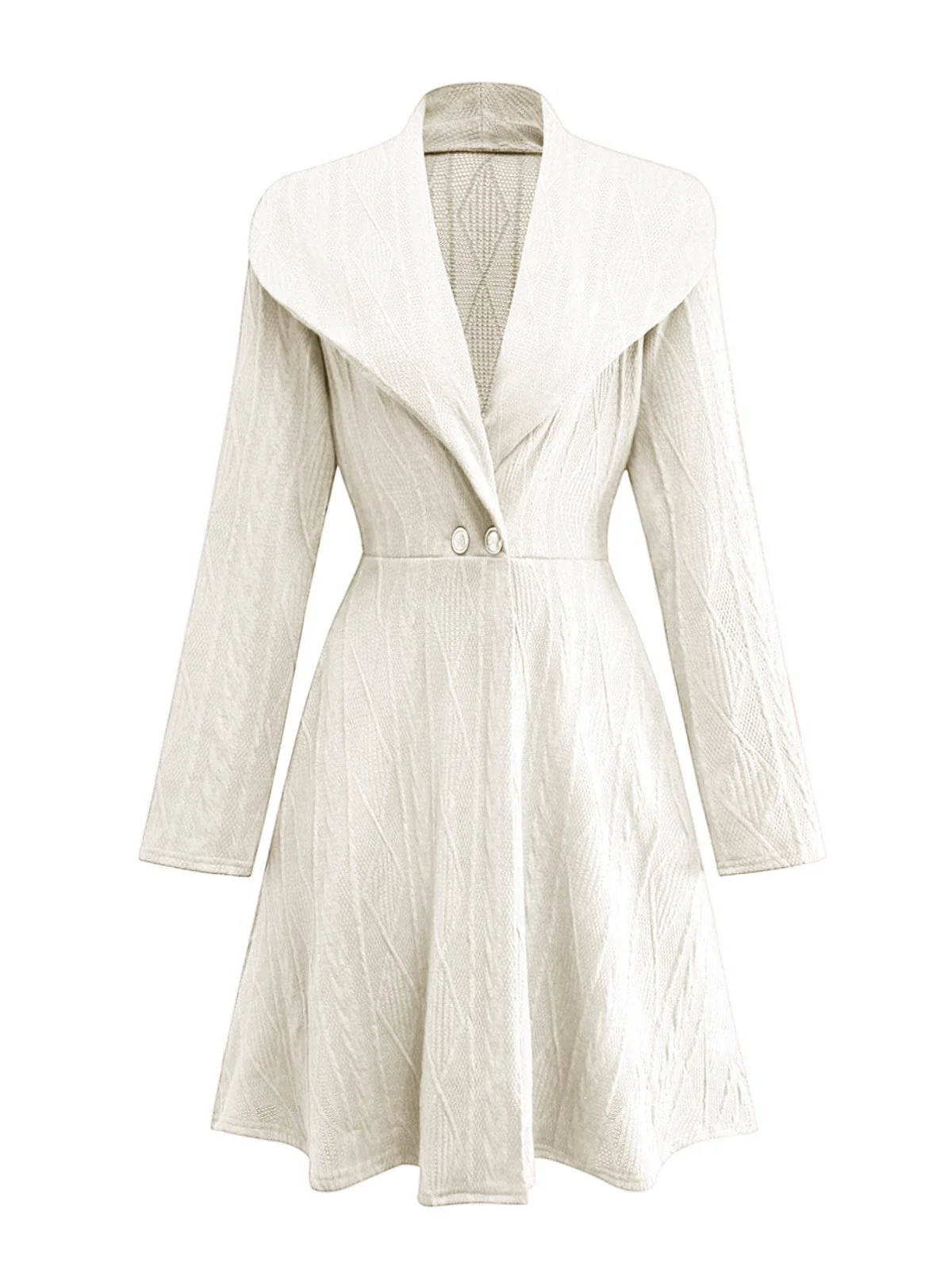 Robe boutonnée à gros col en V en maille unie des années 1940 - Image 8