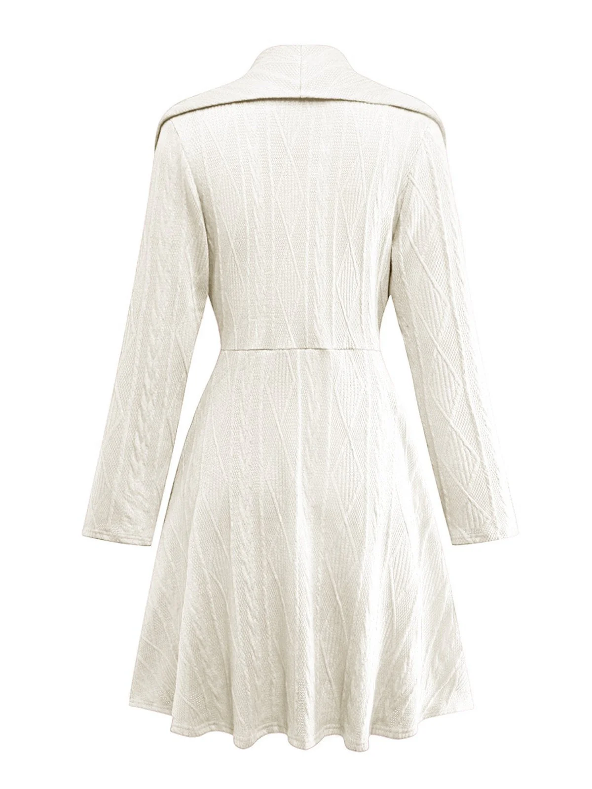 Robe boutonnée à gros col en V en maille unie des années 1940 - Image 9