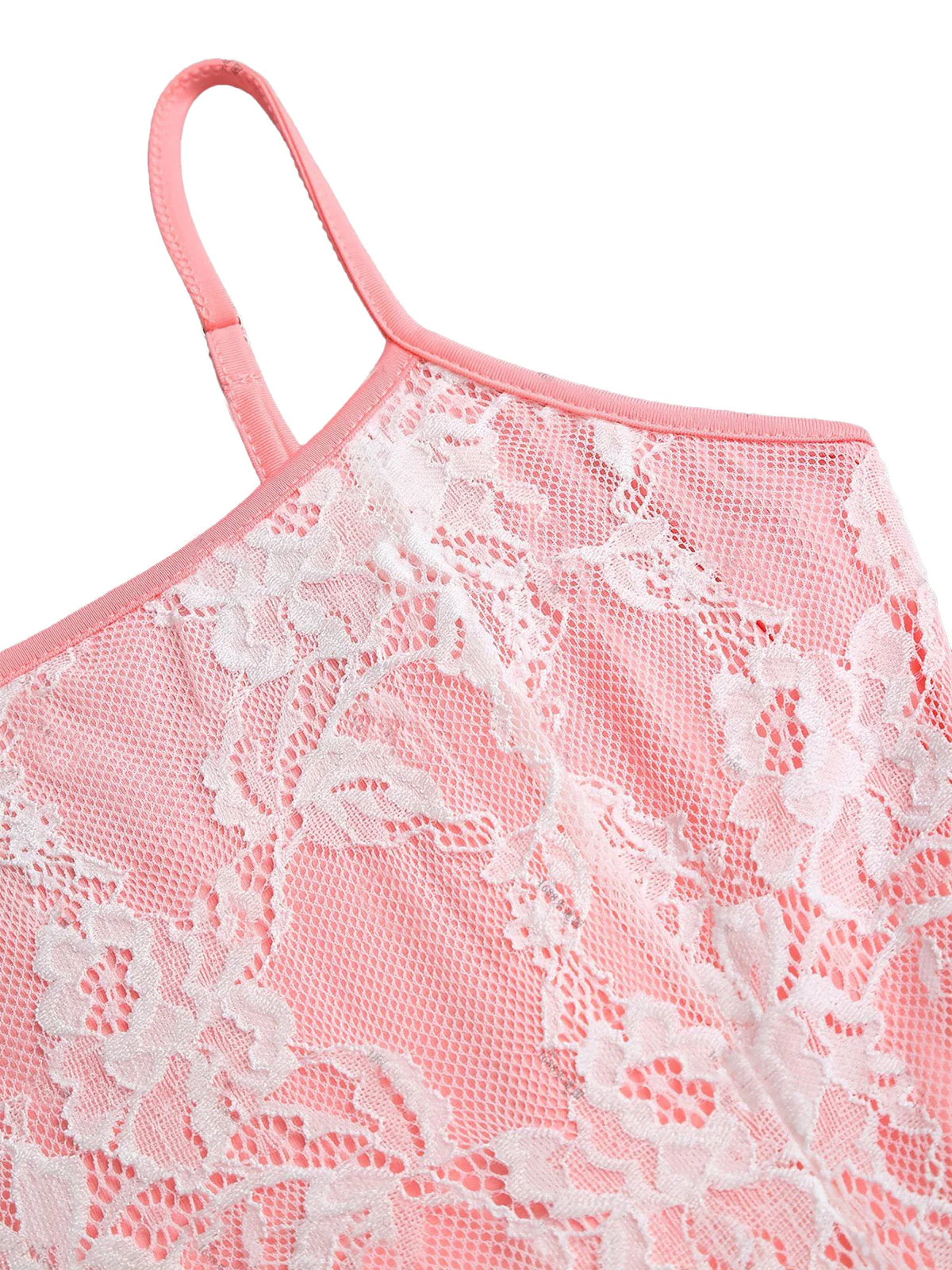 Robe Bretelles Spaghetti Floral Dentelle Années 1950 - Image 4