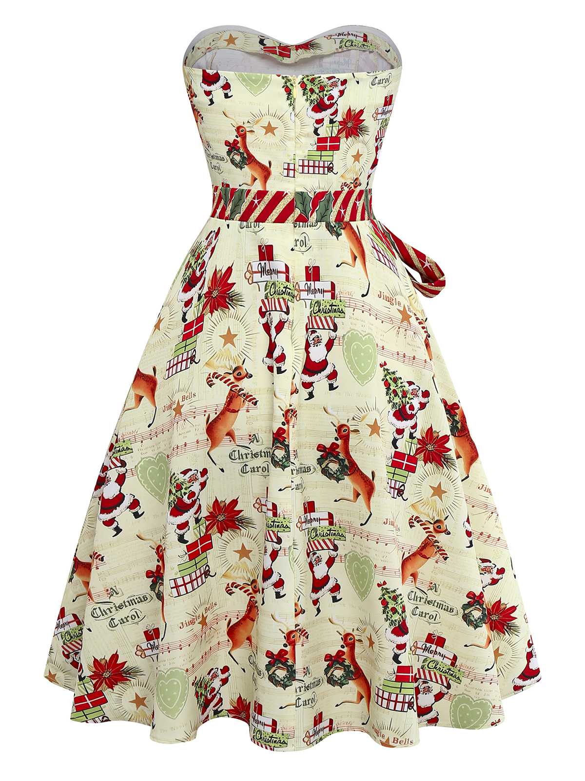 Robe bustier à nœud papillon et canne de Noël années 50 - Image 4