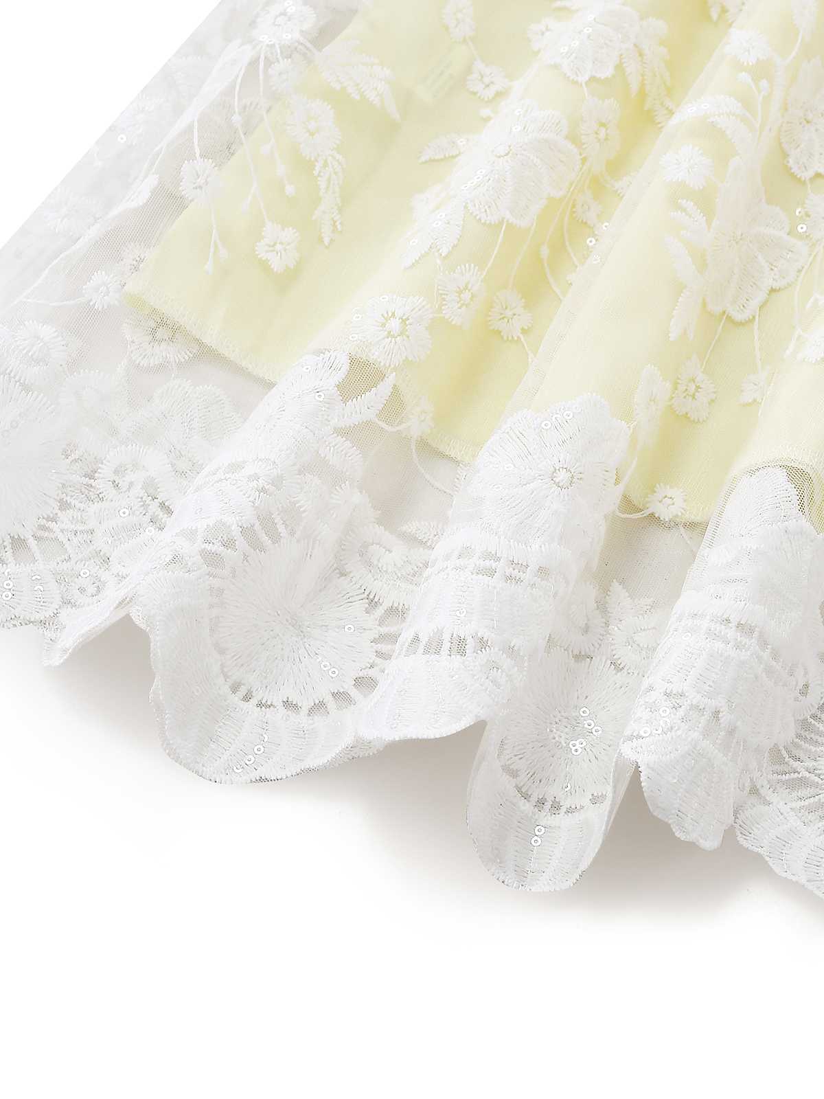 Robe bustier transparente dentelle brodée fleurs jaunes années 1950 - Image 7