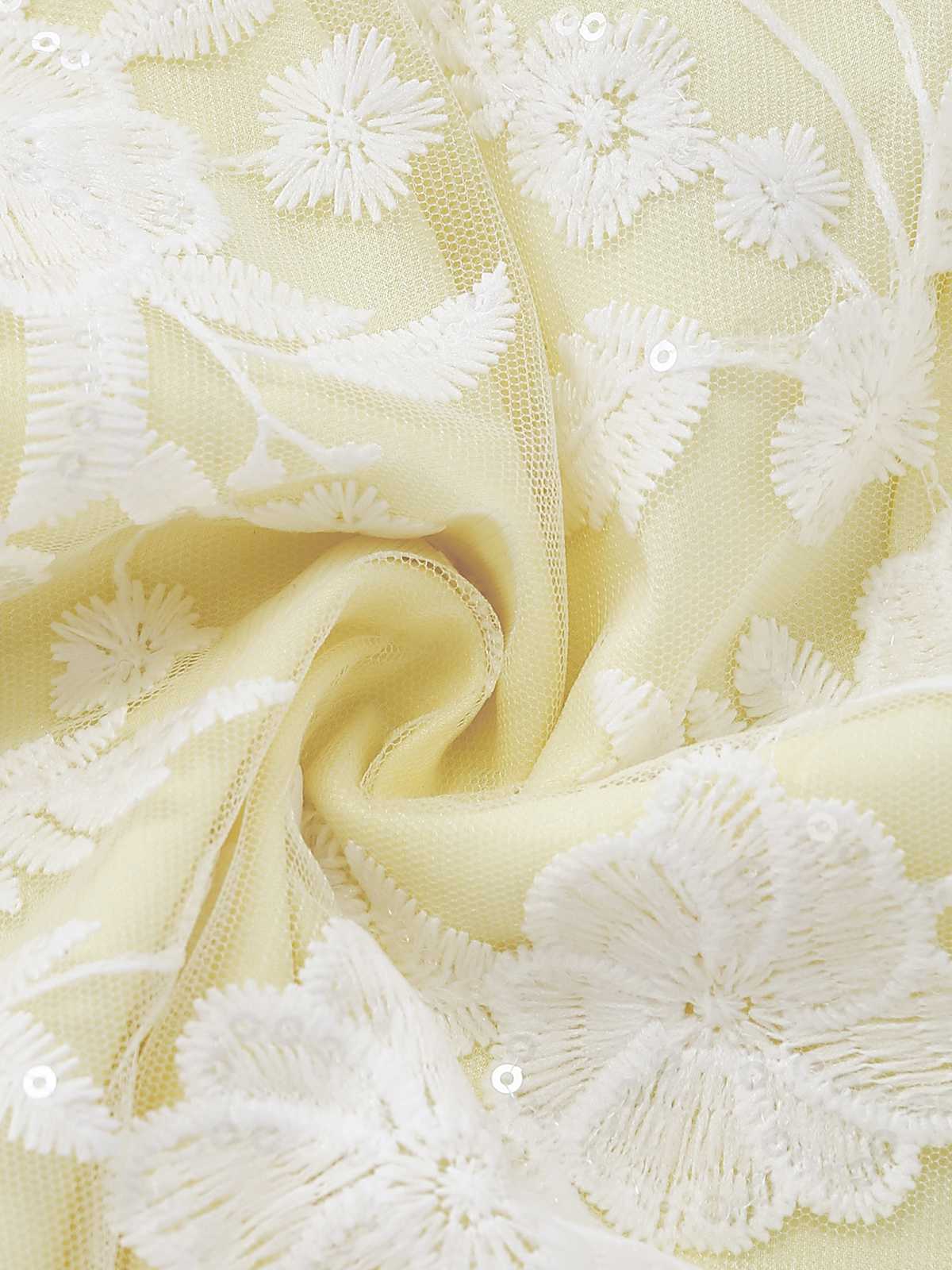 Robe bustier transparente dentelle brodée fleurs jaunes années 1950 - Image 8