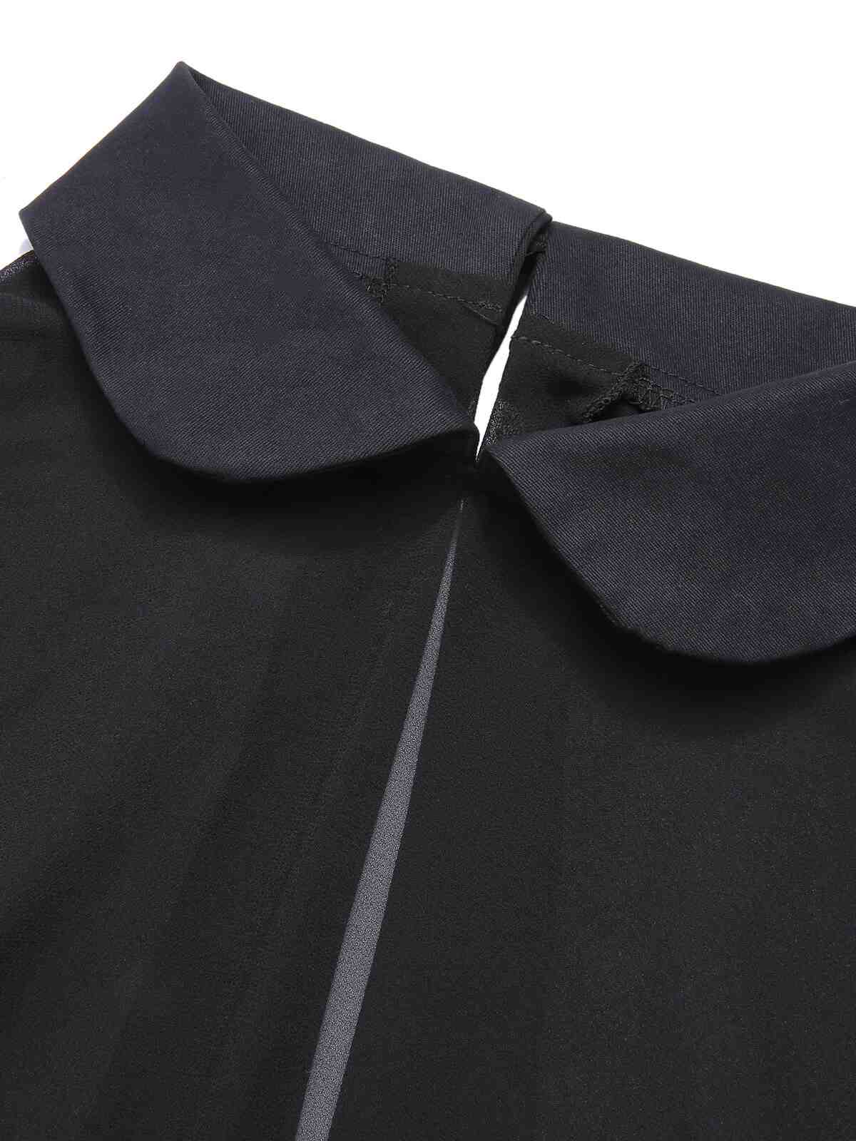Robe cape en filet papillons noire et orange 1950s - Image 6