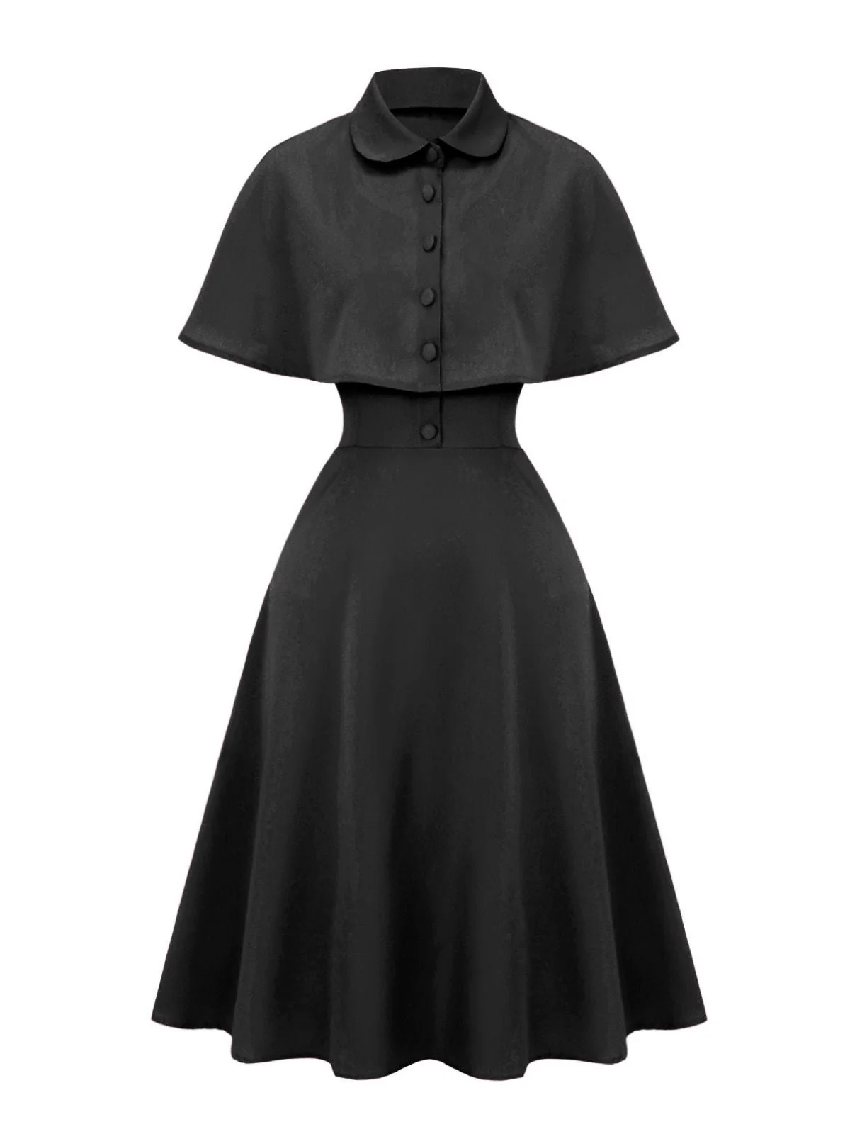 Robe capelet à revers uni des années 1950 - Image 8
