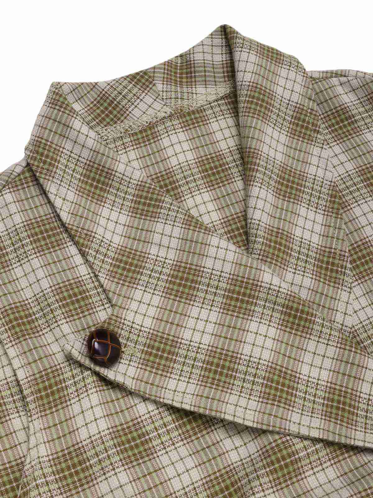 Robe à carreaux boutonnée à revers vert pois des années 1960 - Image 6