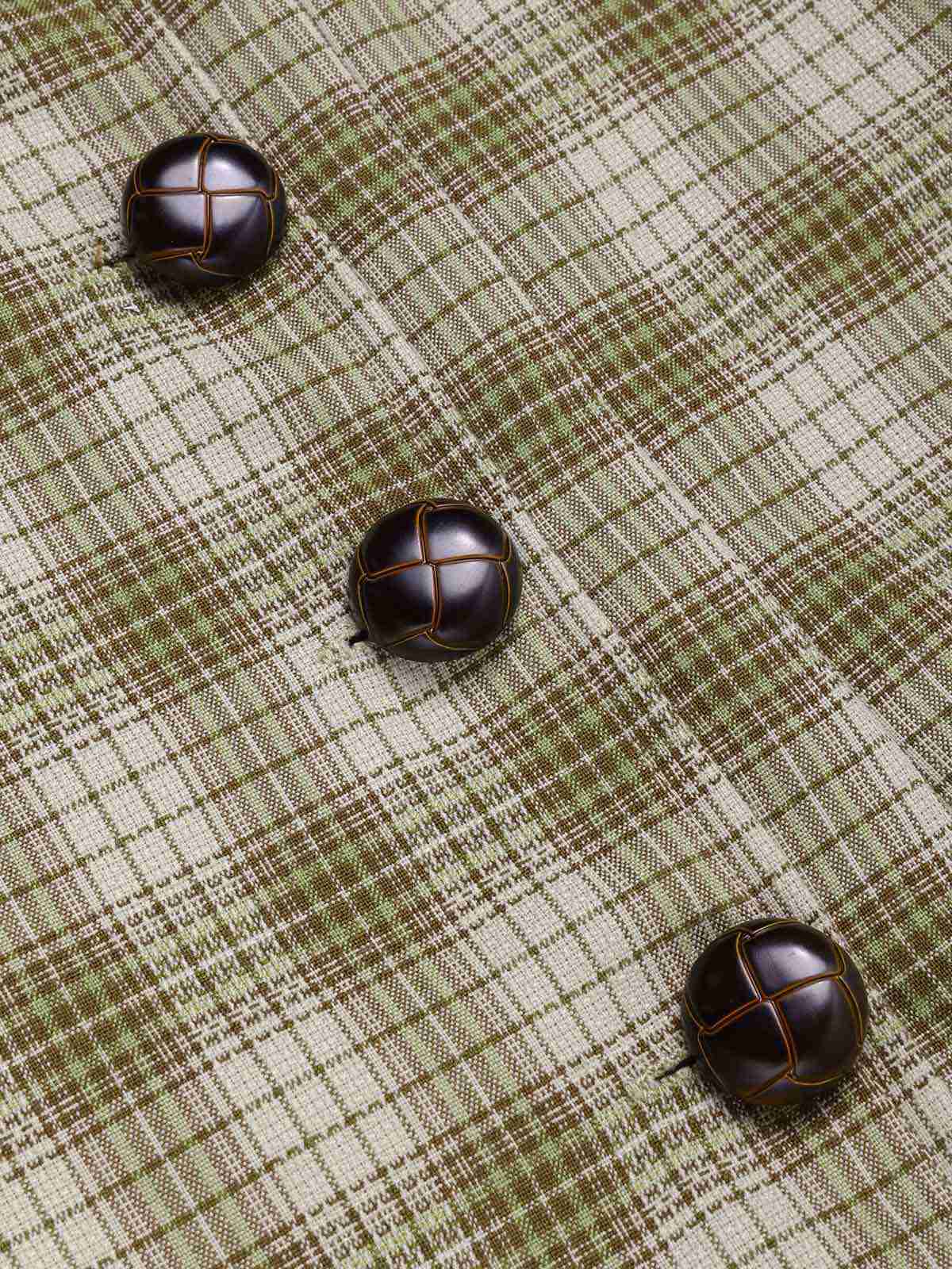 Robe à carreaux boutonnée à revers vert pois des années 1960 - Image 7