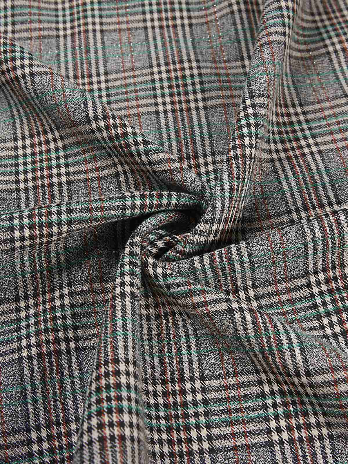 Robe à carreaux glen grise à col en V profond des années 40 - Image 7