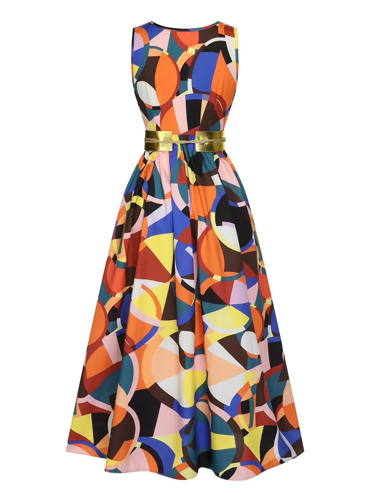 Robe ceinturée à col en V et fente haute des années 1930 - Image 9