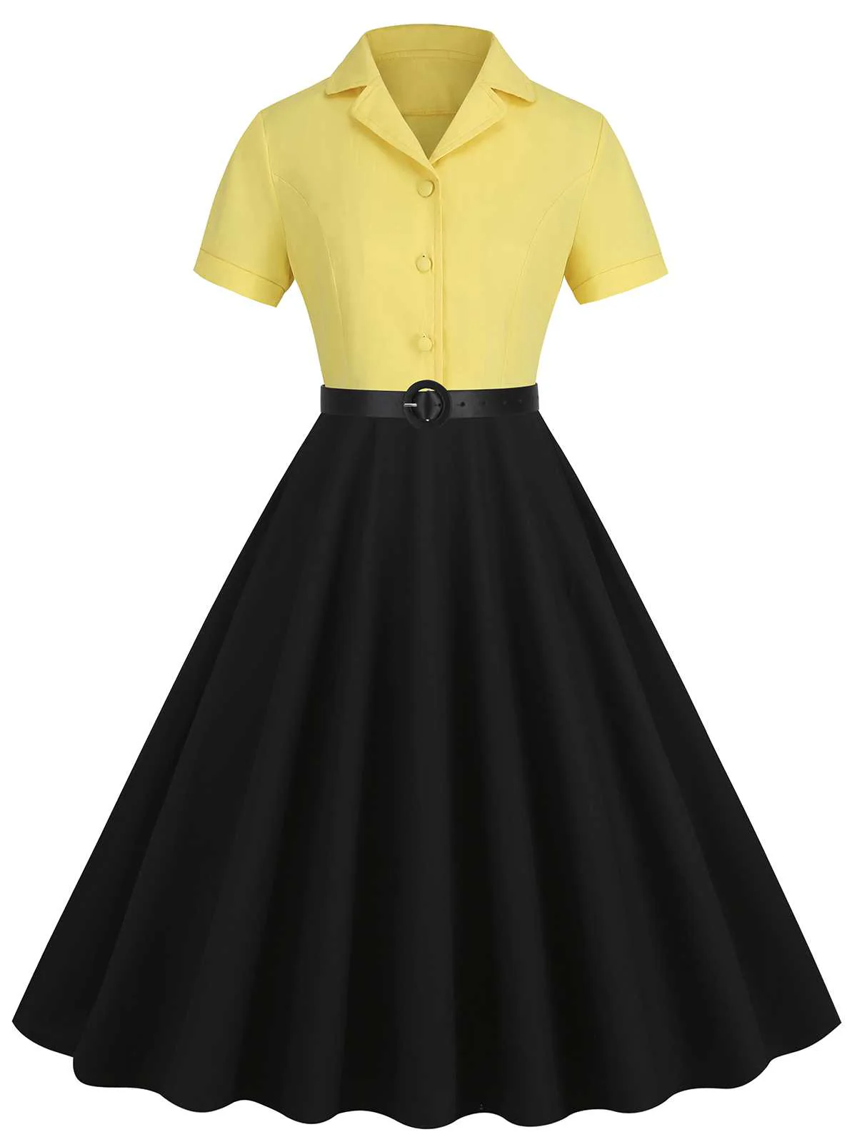 Robe ceinturée contrastée à revers des années 1950 - Image 12