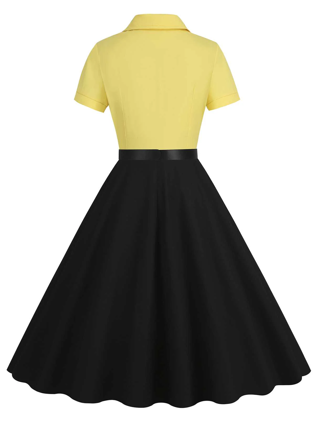 Robe ceinturée contrastée à revers des années 1950 - Image 14