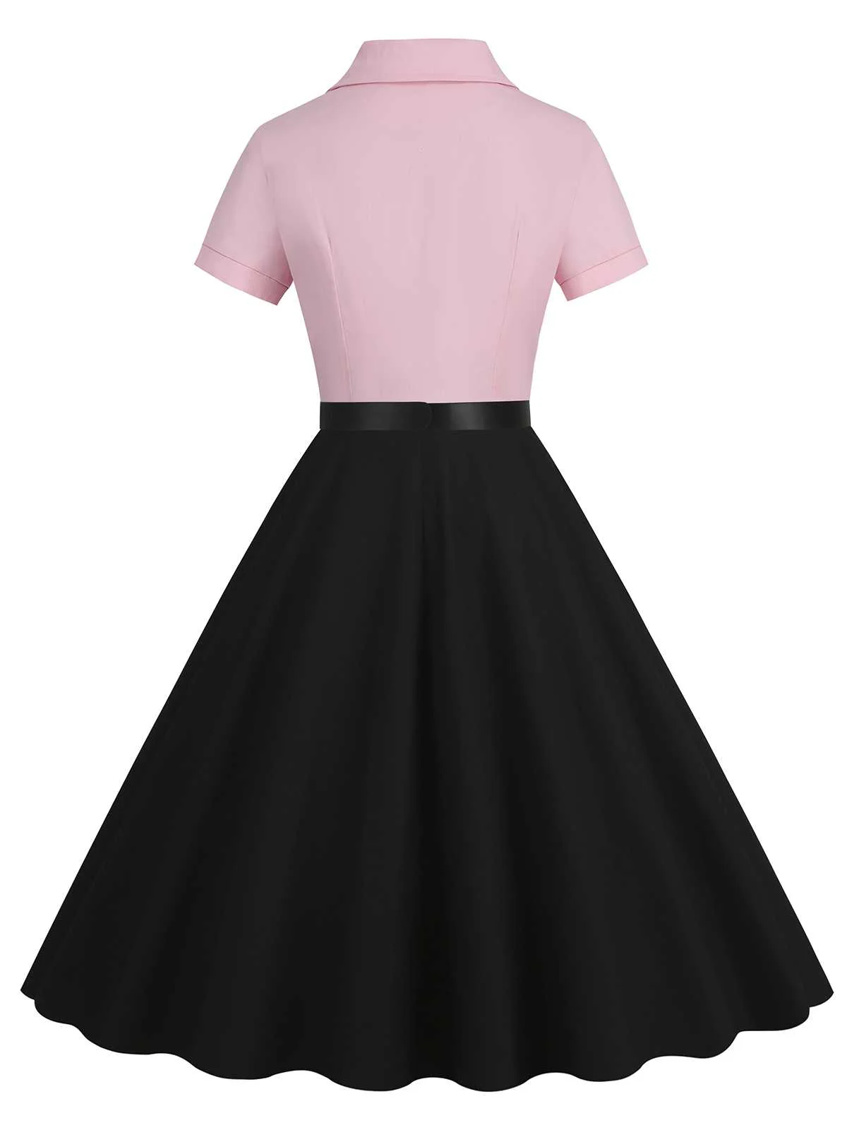 Robe ceinturée contrastée à revers des années 1950 - Image 3