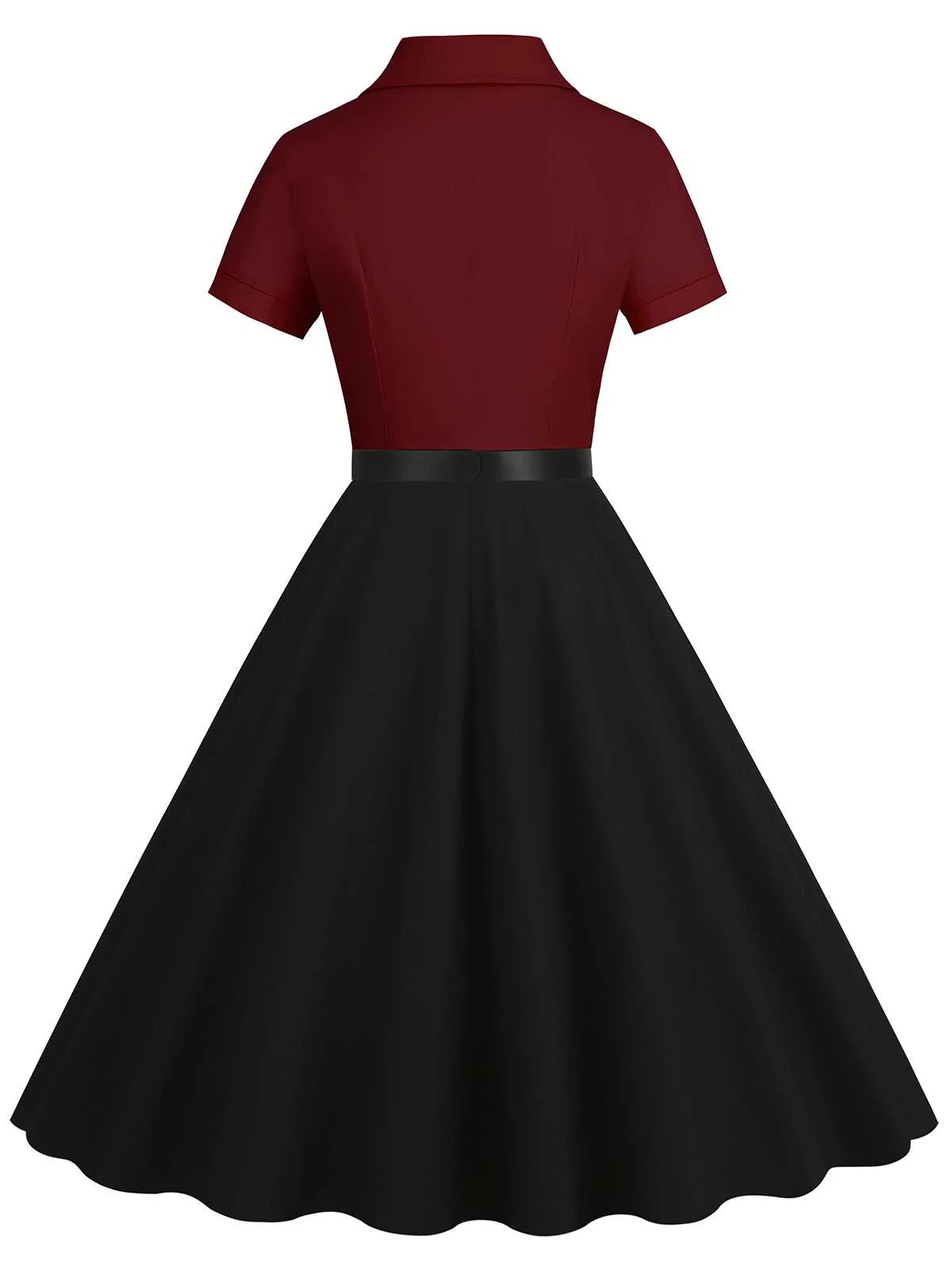 Robe ceinturée contrastée à revers des années 1950 - Image 8