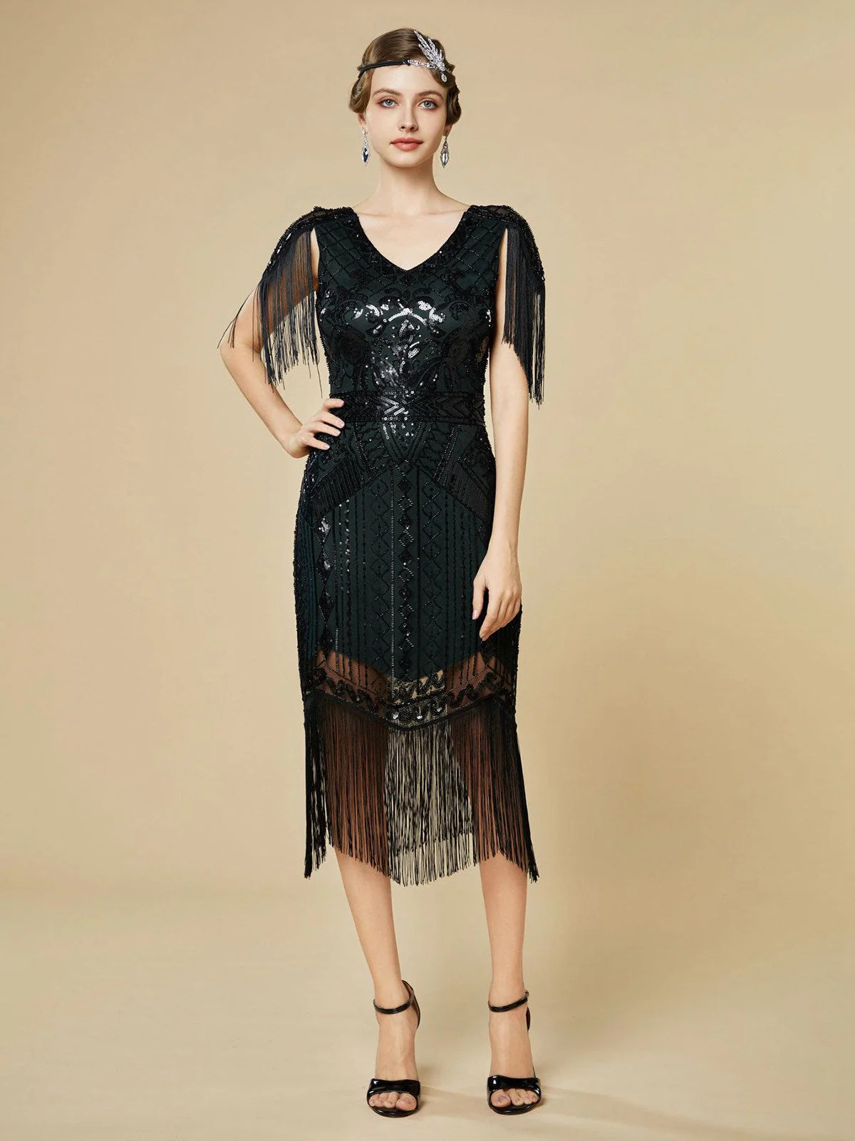 Robe Charleston à franges et sequins années 1920 - Image 11