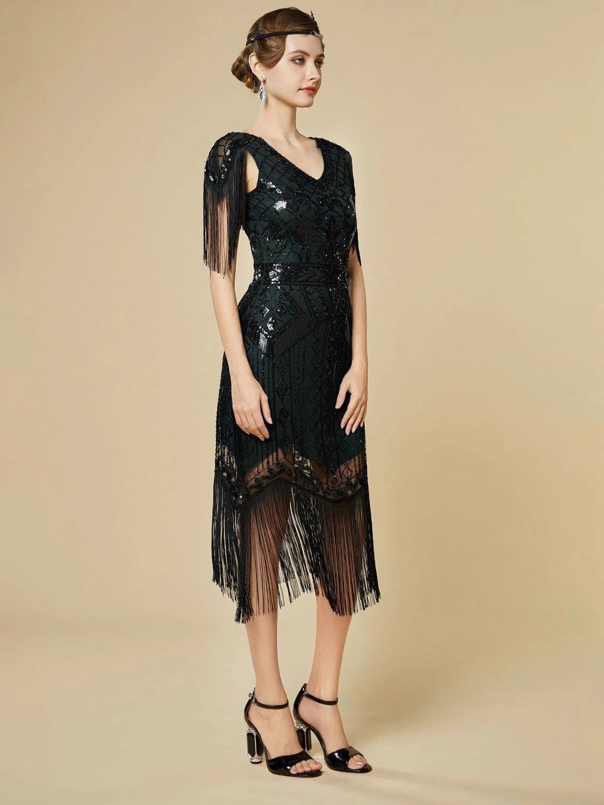 Robe Charleston à franges et sequins années 1920 - Image 12
