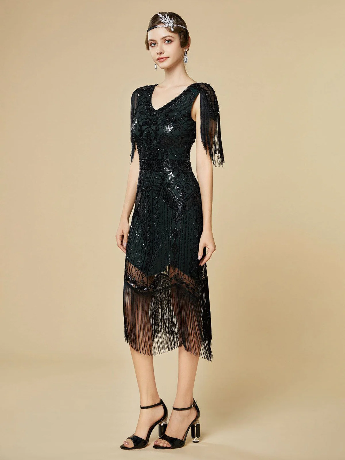 Robe Charleston à franges et sequins années 1920 - Image 14