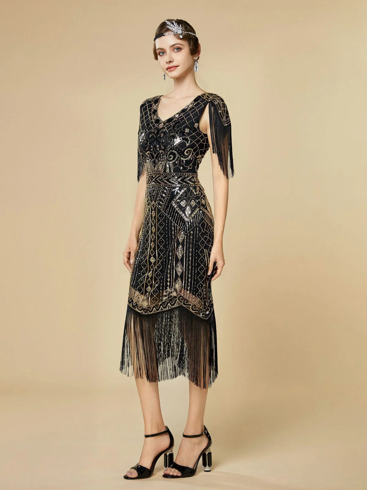 Robe Charleston à franges et sequins années 1920 - Image 15