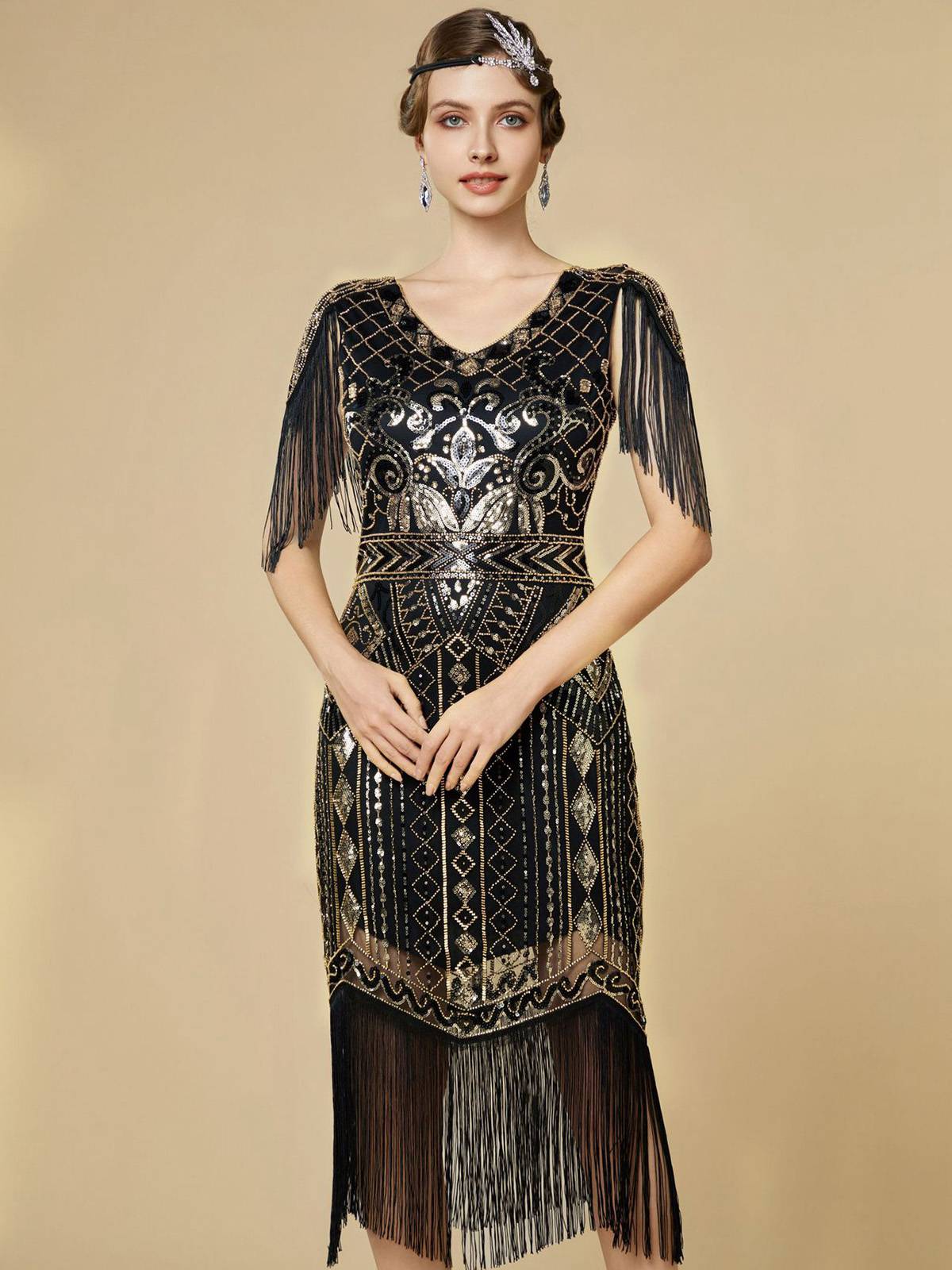 Robe Charleston à franges et sequins années 1920 - Image 17