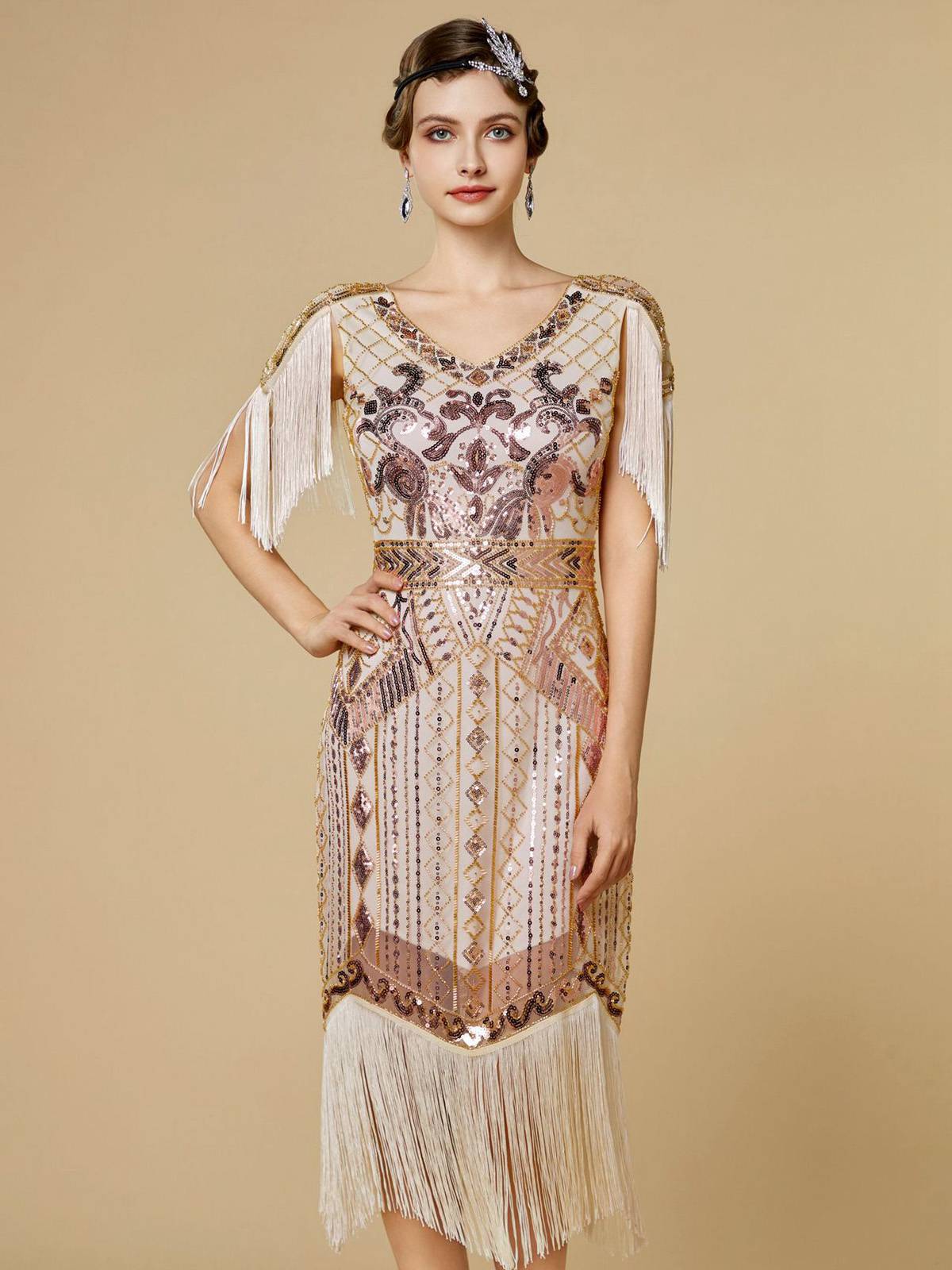 Robe Charleston à franges et sequins années 1920 - Image 8