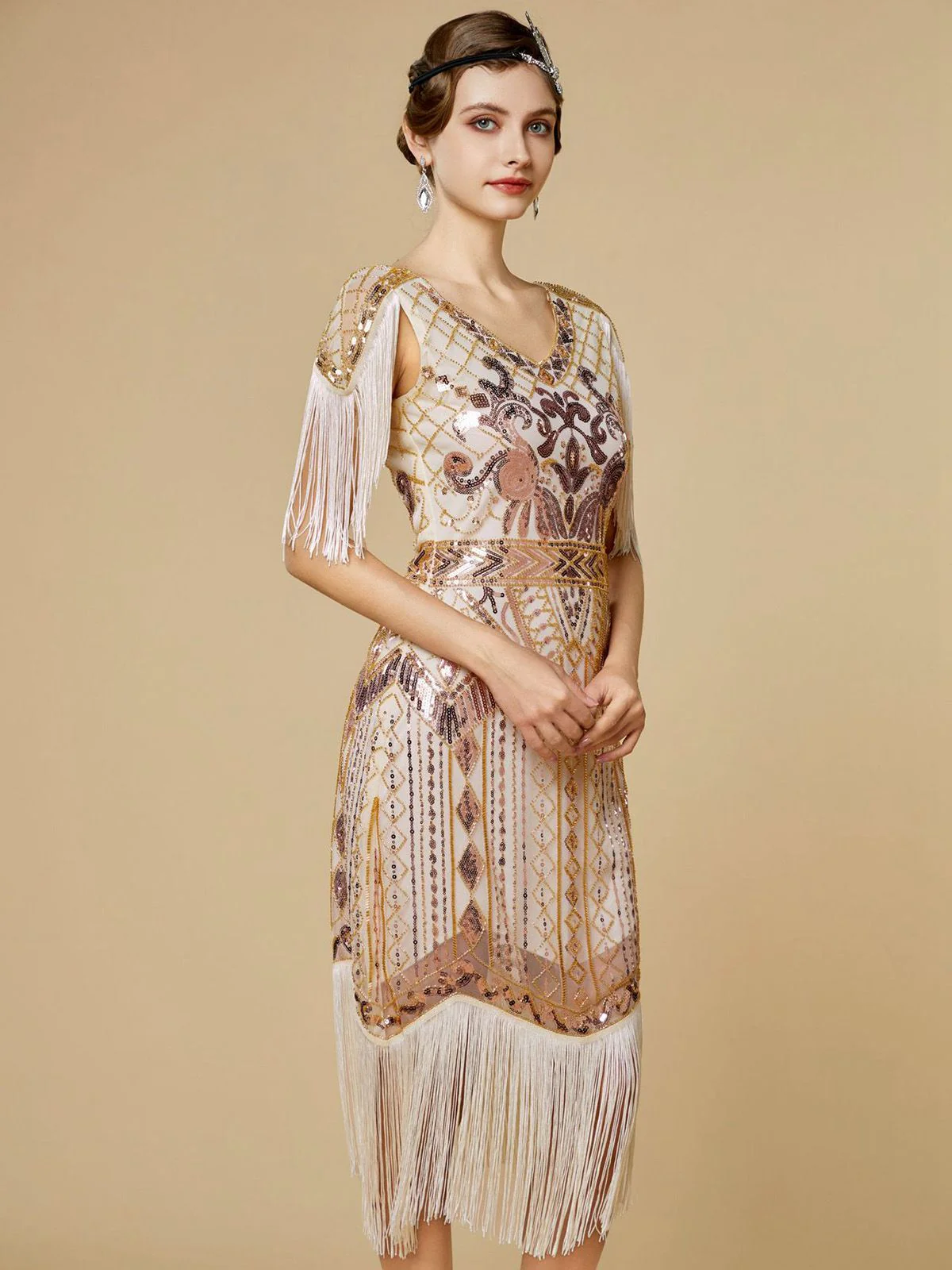 Robe Charleston à franges et sequins années 1920 - Image 9