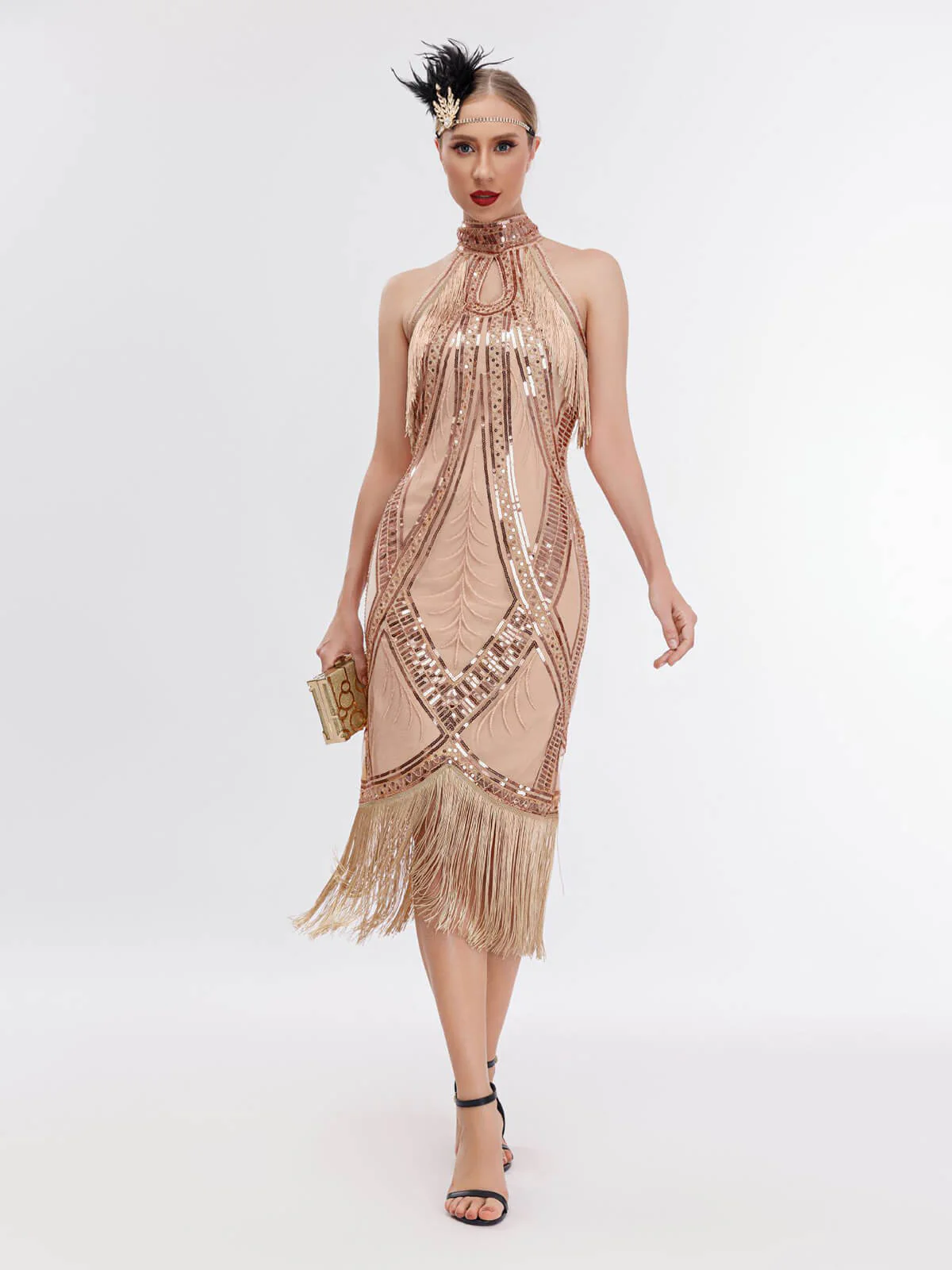 Robe Charleston à paillettes et pampilles des années 1920 - Image 8
