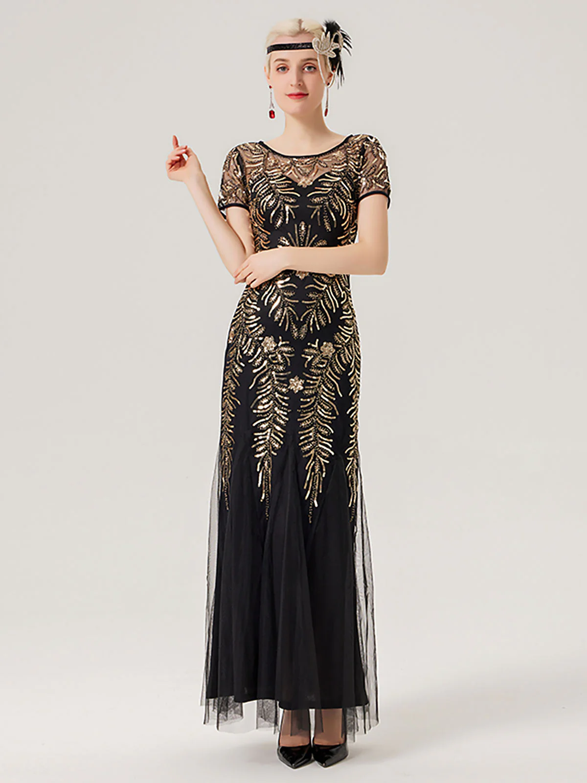 Robe Charleston en maille et perles à paillettes des années 1920 - Image 6