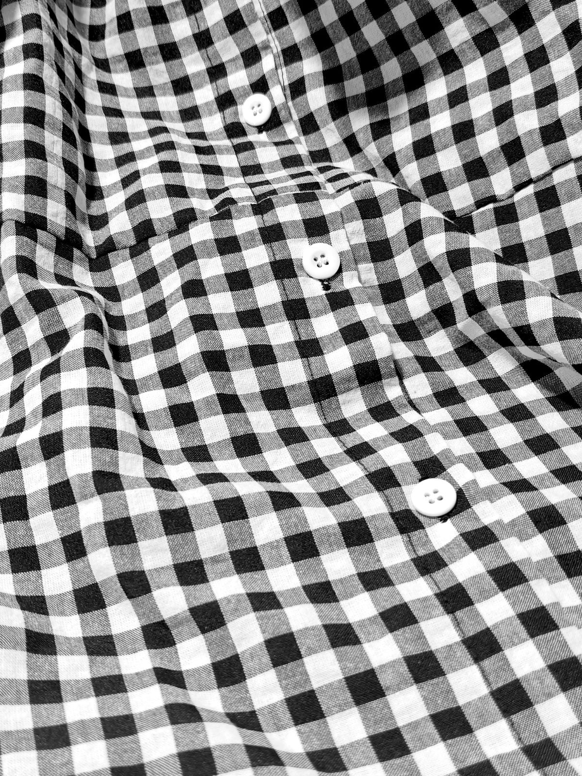 Robe-chemise longue à carreaux manches bouffantes noirs des années 1940 - Image 3