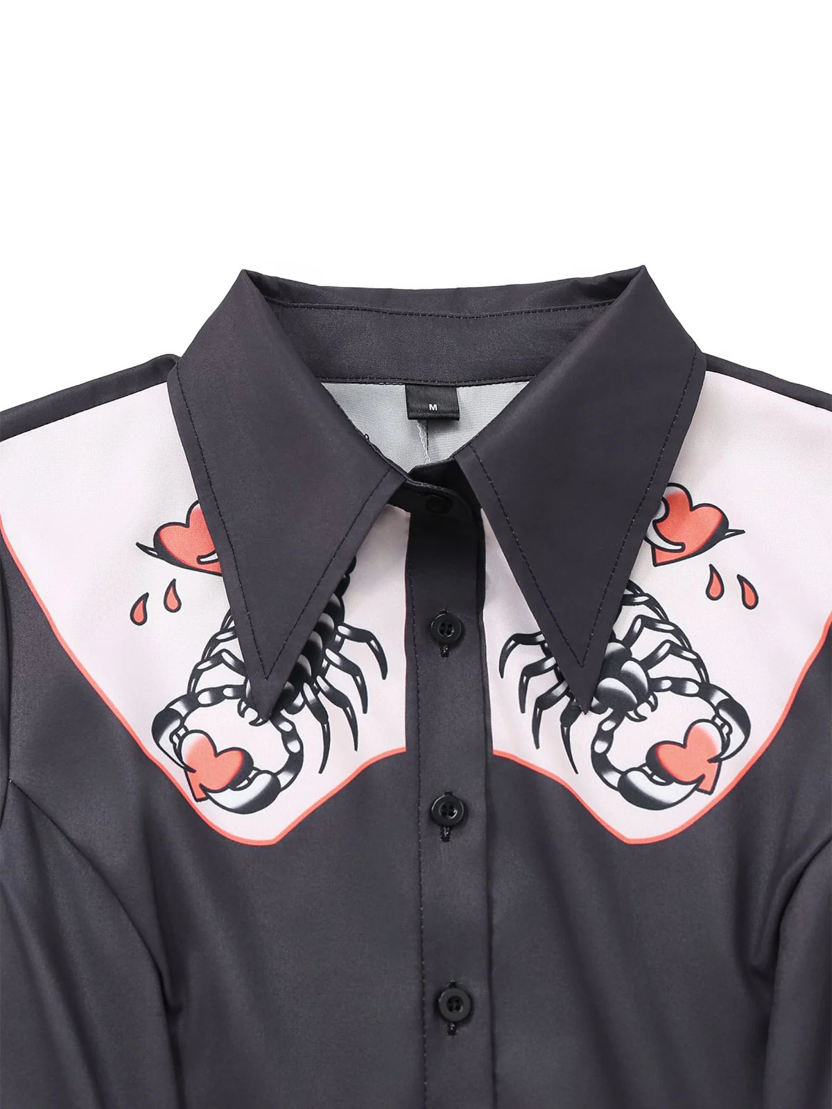 Robe chemise noire à imprimé cœurs de scorpion des années 1960 - Image 3