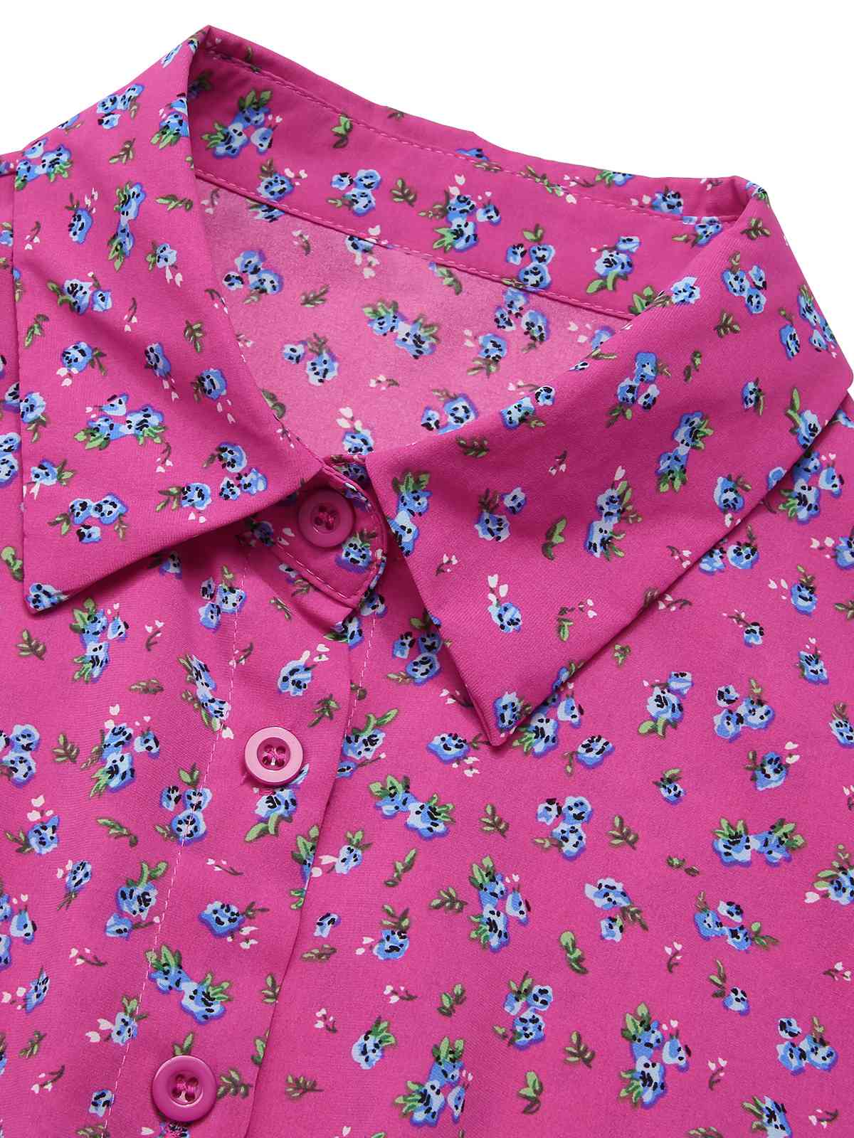 Robe chemise plissée à ceinture et à petits motifs floraux des années 1940 - Image 4