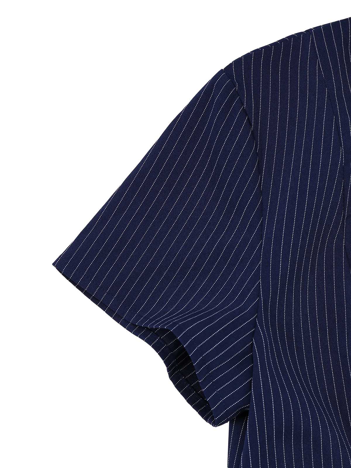 Robe chemise plissée à fines rayures bleues des années 70 - Image 9