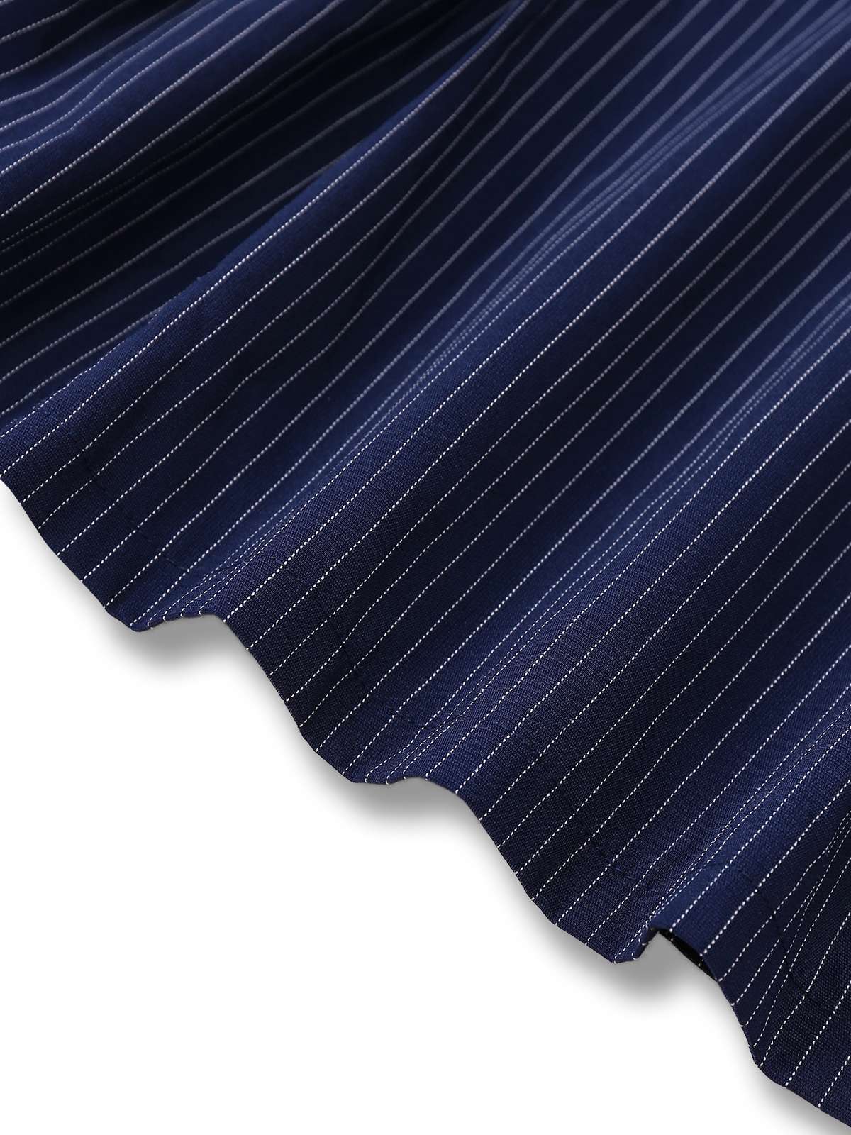 Robe chemise plissée à fines rayures bleues des années 70 - Image 10