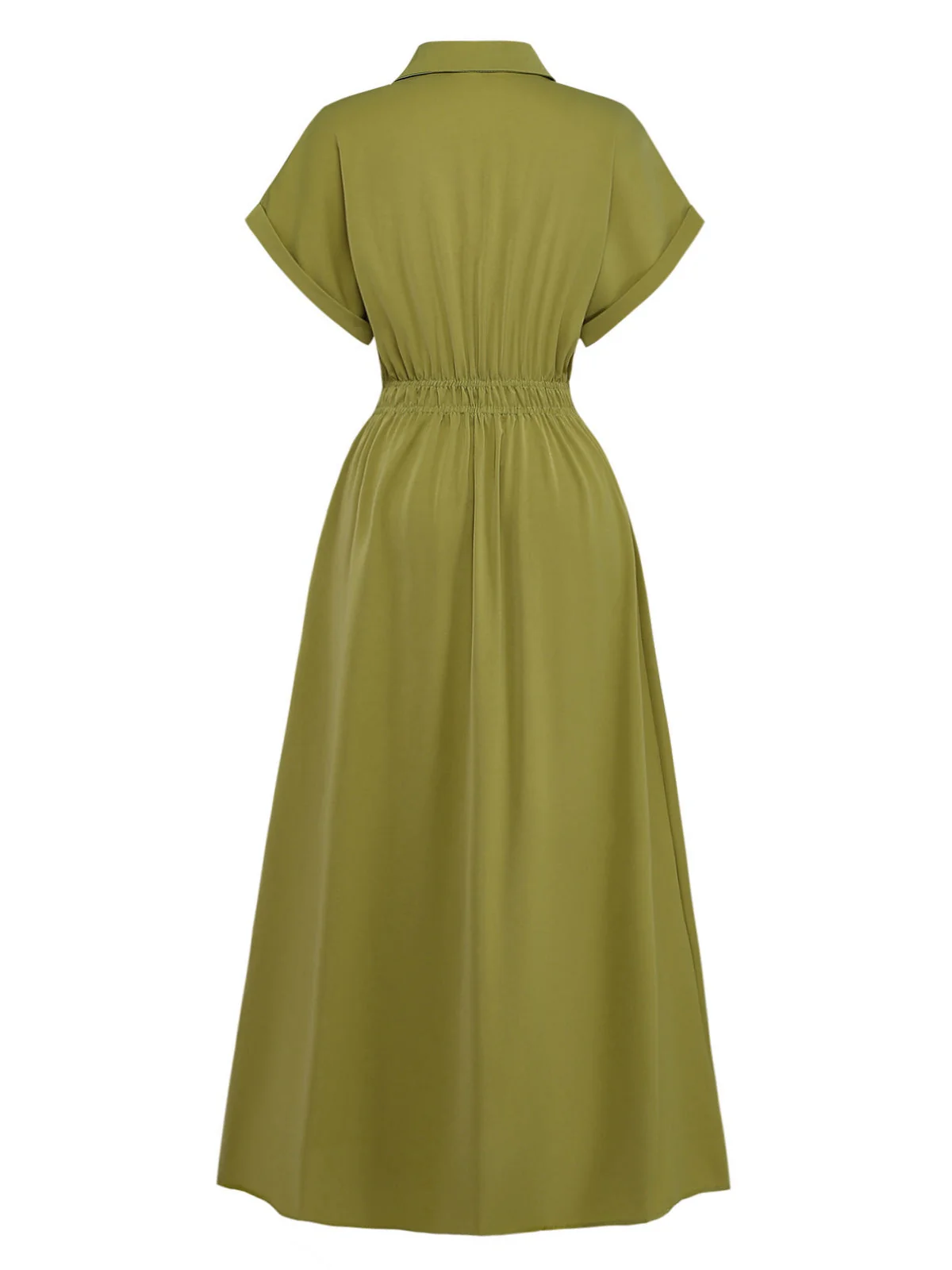 Robe-chemise verte à revers et fente années 1930 - Image 3