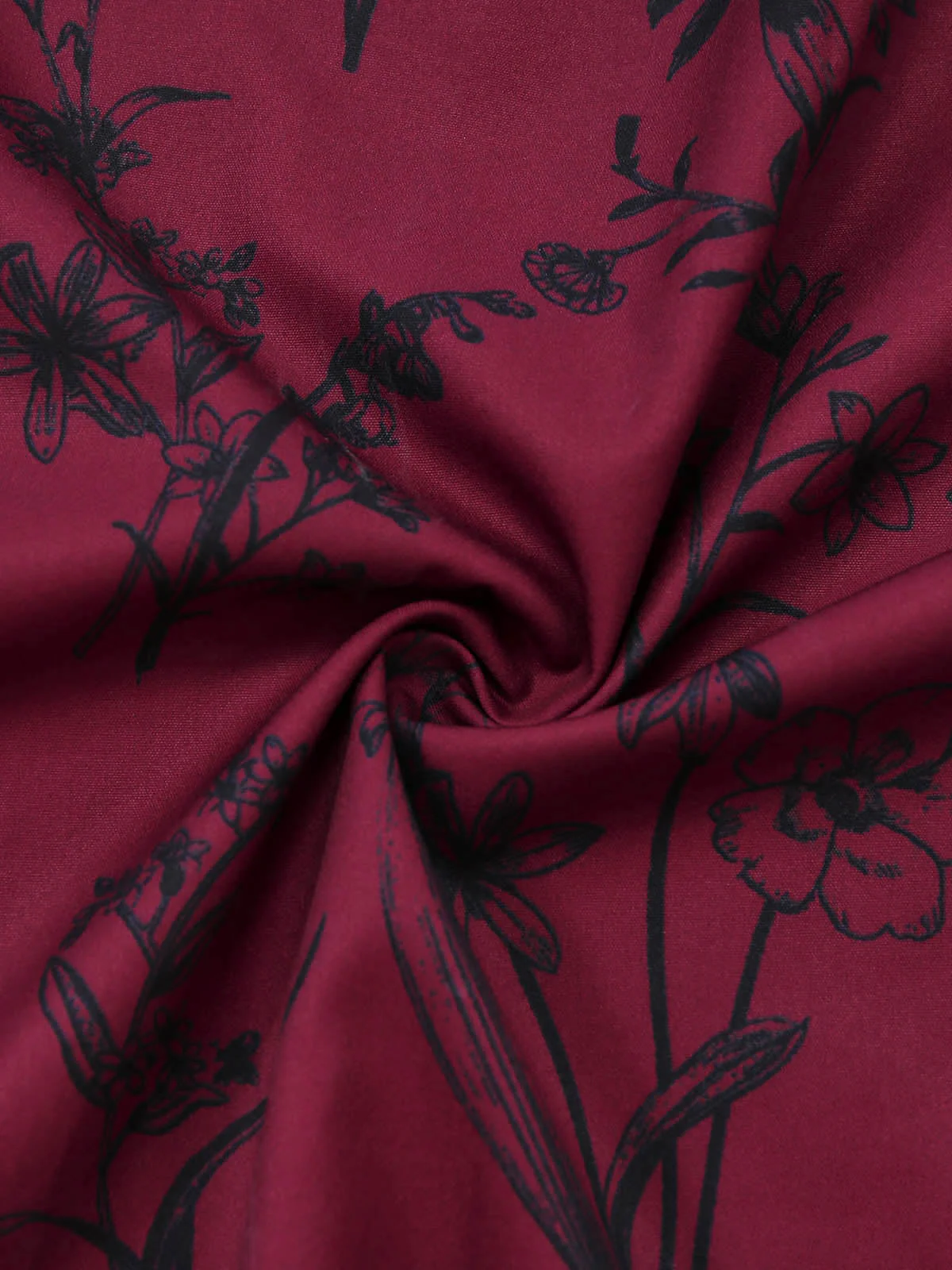 Robe Col Carré Imprimé Floral Bordeaux Années 1940 - Image 7