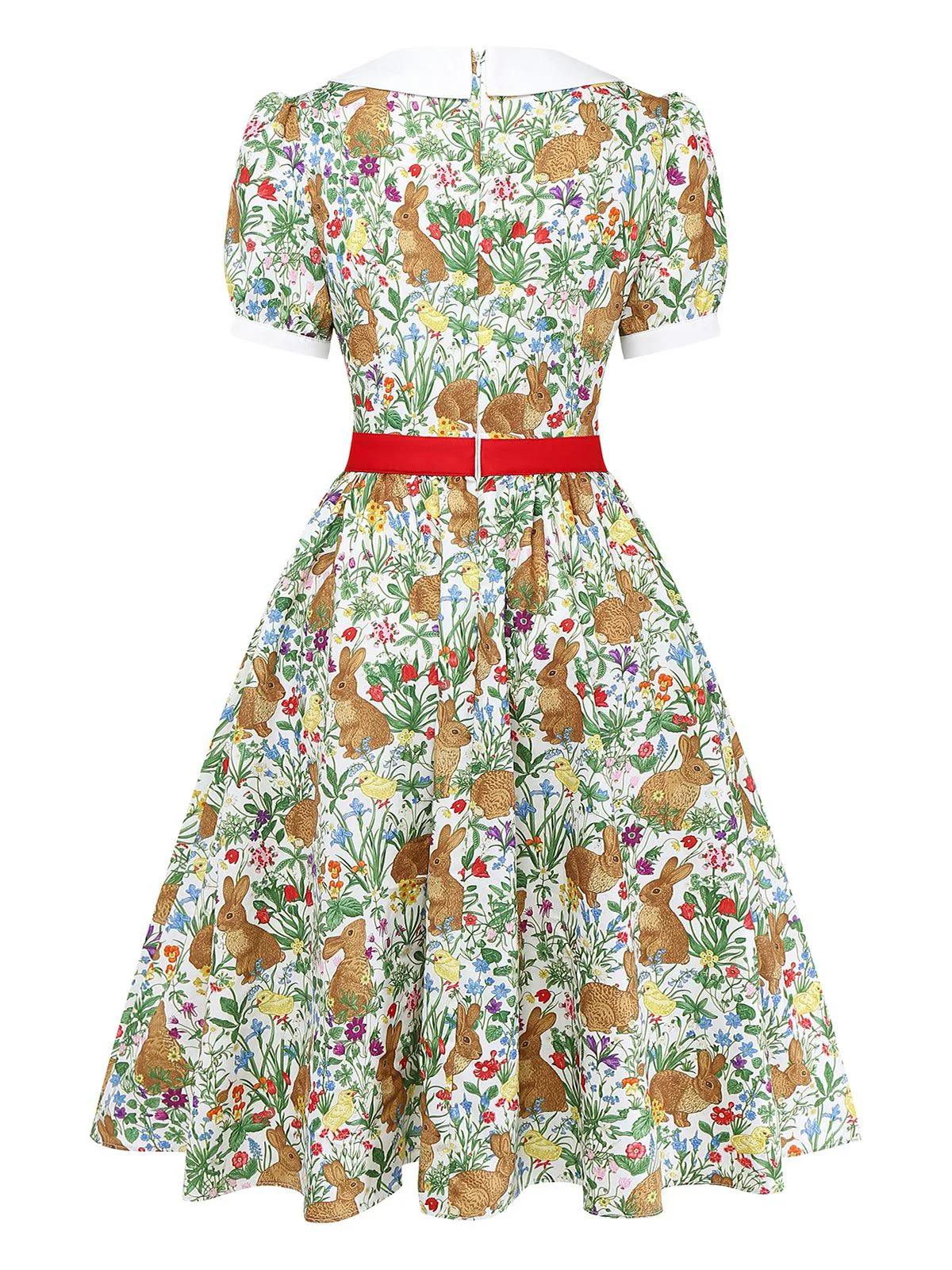 Robe col Claudine boutons floral lapin 1950s - Image 5