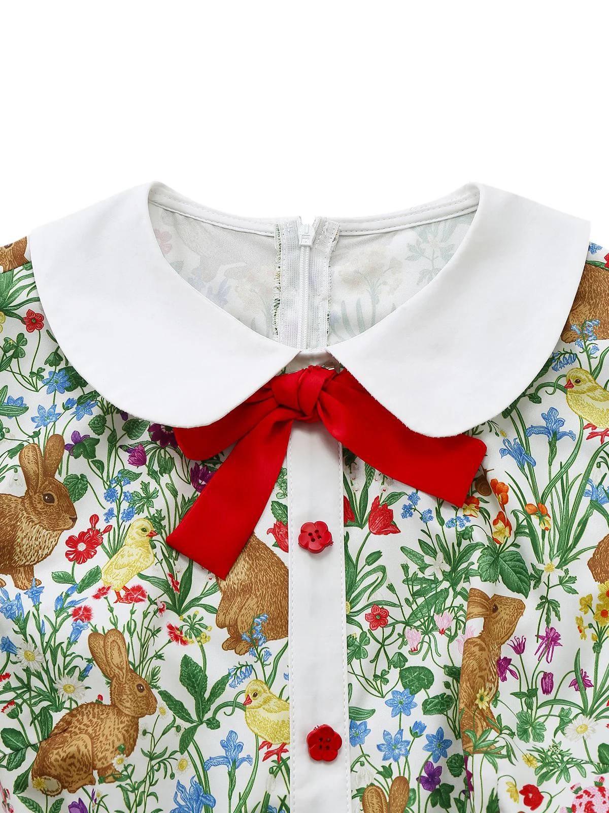 Robe col Claudine boutons floral lapin 1950s - Image 6