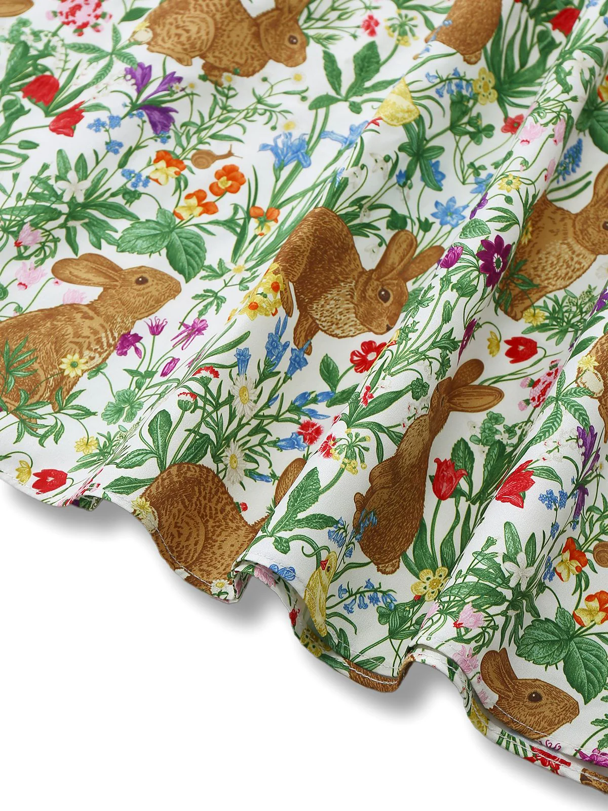 Robe col Claudine boutons floral lapin 1950s - Image 8