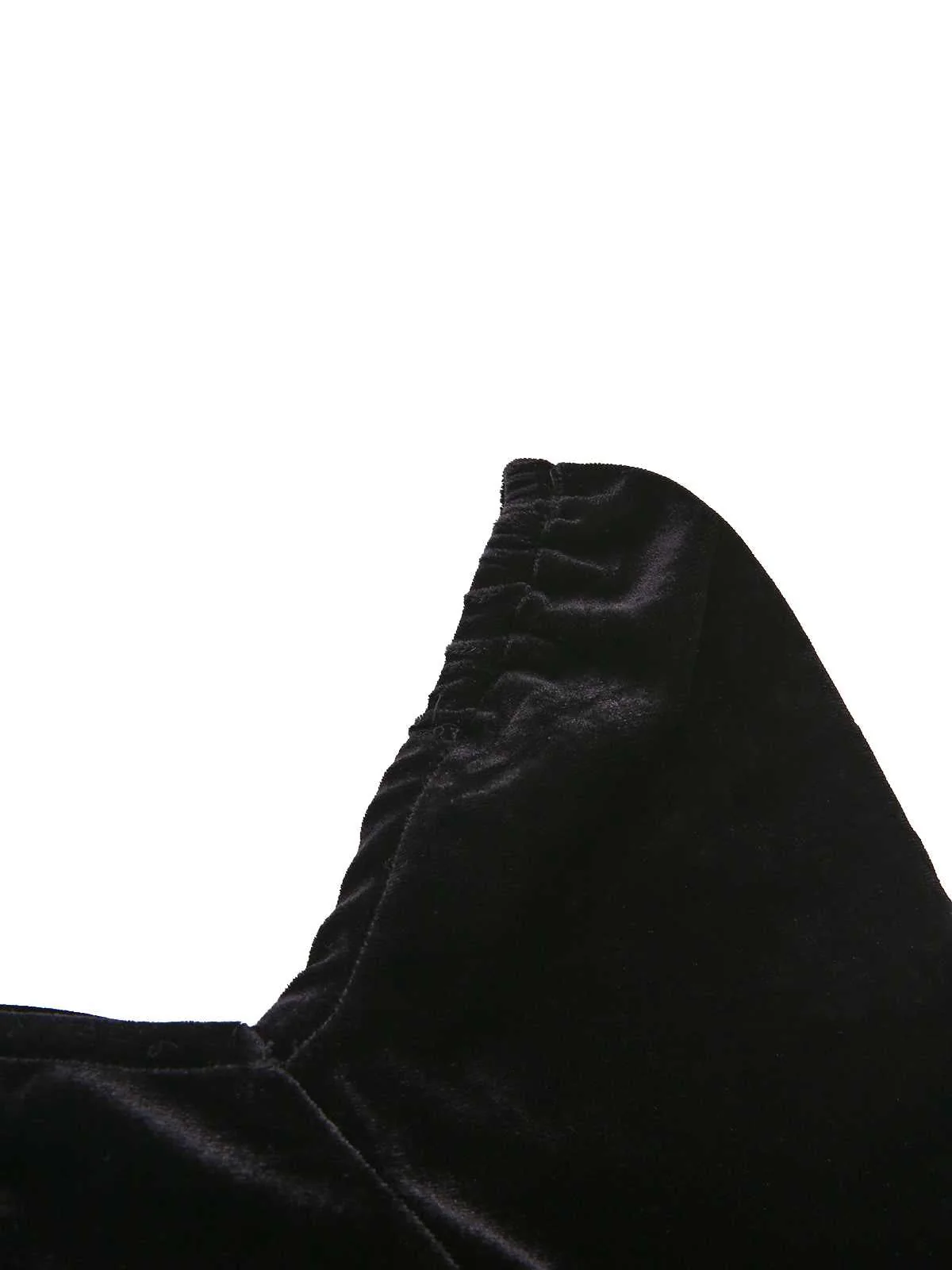 Robe col cœur et ourlet plissé en velours noir et blanc contrastée années 60 - Image 5