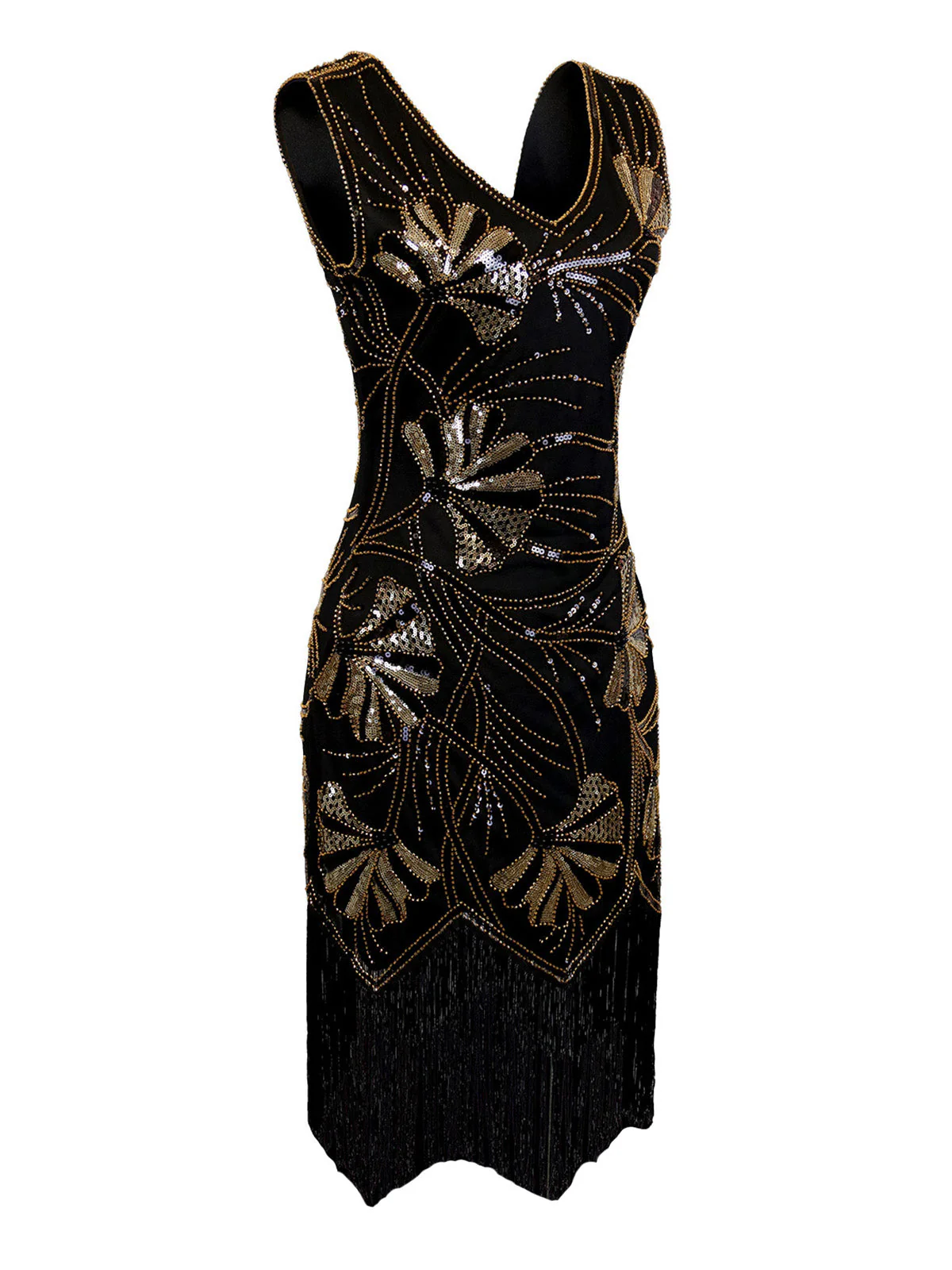 Robe col en V et perles pailletées des années 1920 - Image 2