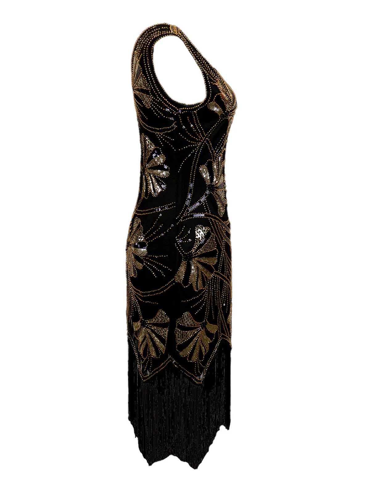 Robe col en V et perles pailletées des années 1920 - Image 4