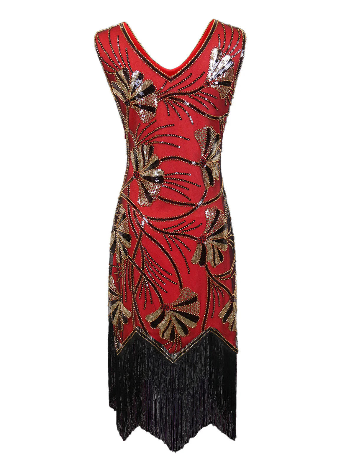Robe col en V et perles pailletées des années 1920 - Image 5