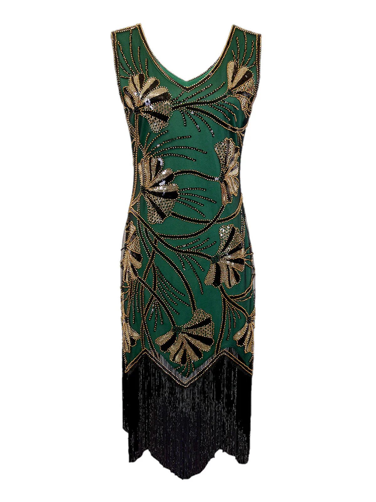 Robe col en V et perles pailletées des années 1920 - Image 8