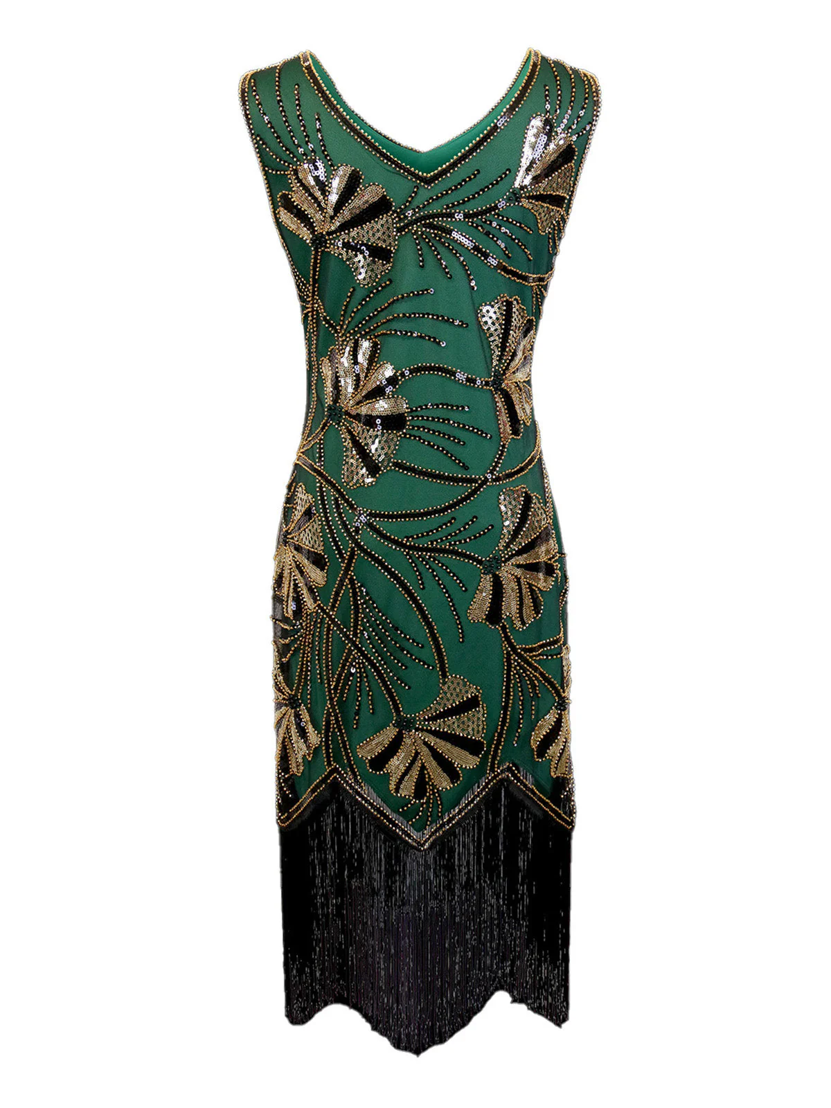 Robe col en V et perles pailletées des années 1920 - Image 9