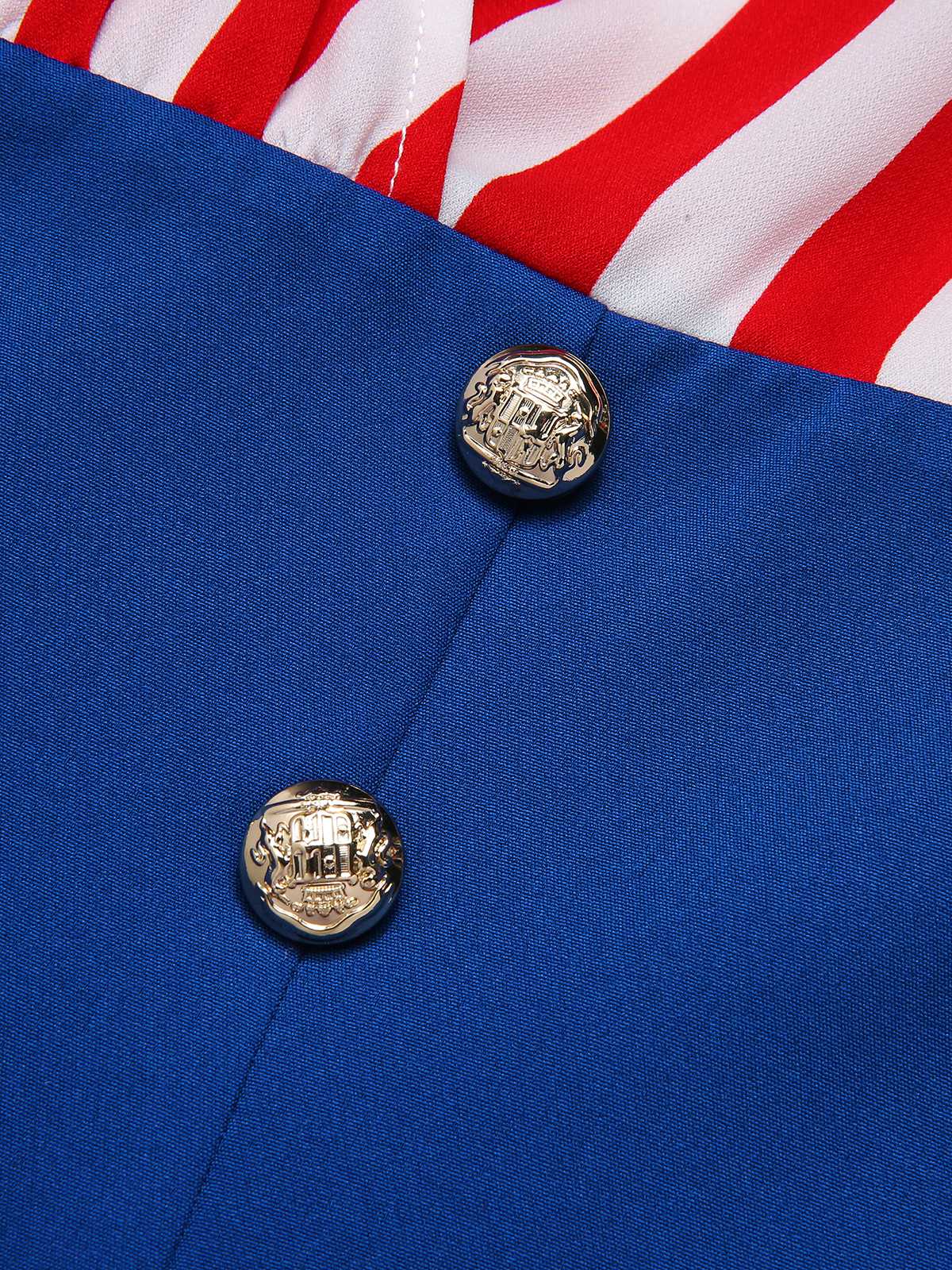 Robe à col en V à rayures contrastées rouge et bleu des années 1960 - Image 6