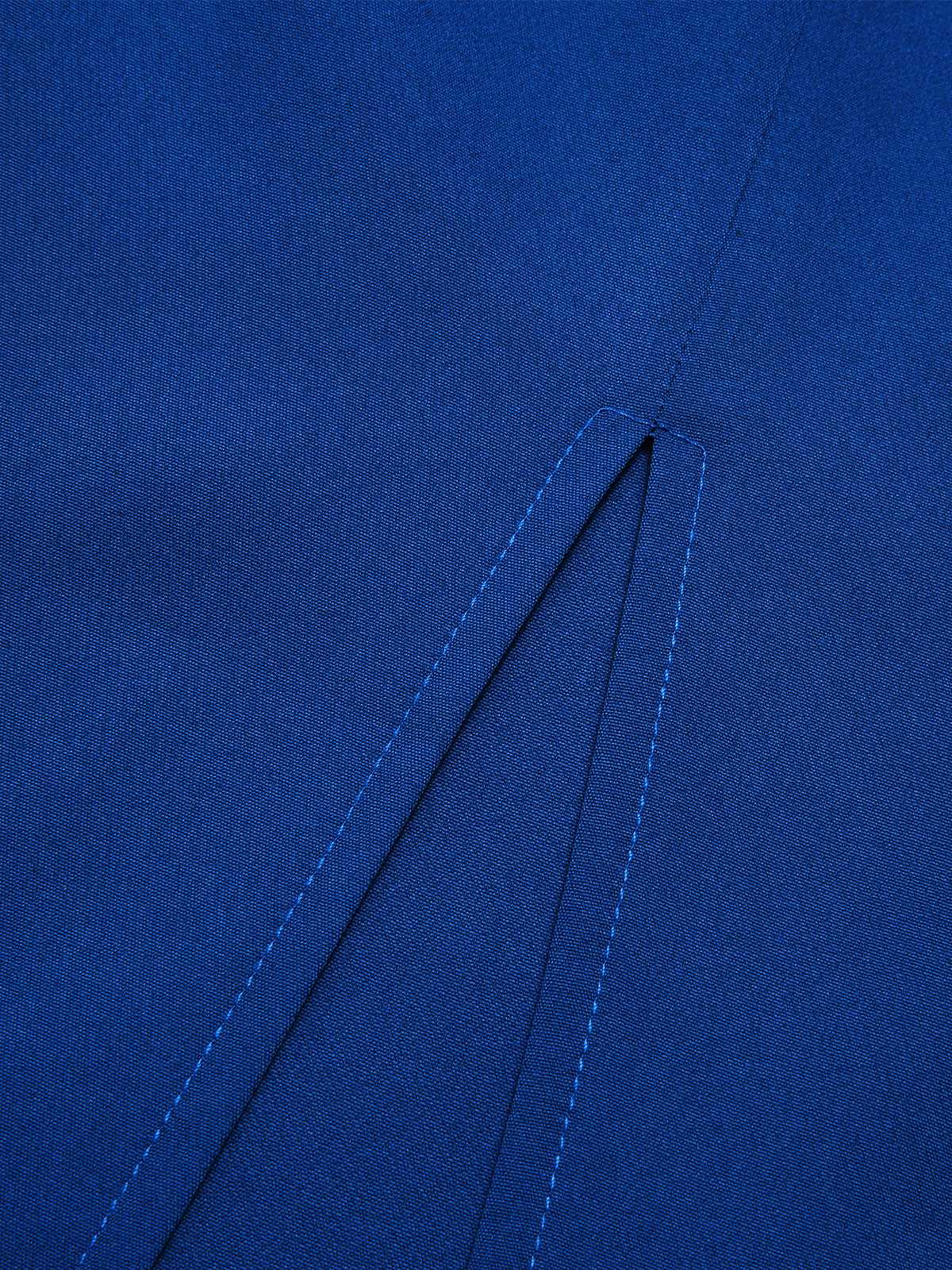 Robe à col en V à rayures contrastées rouge et bleu des années 1960 - Image 7