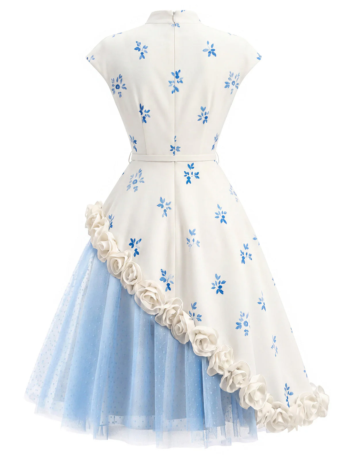 [Prévente] Robe Col Montant Rose Tulle Bleu Années 50 - Image 4