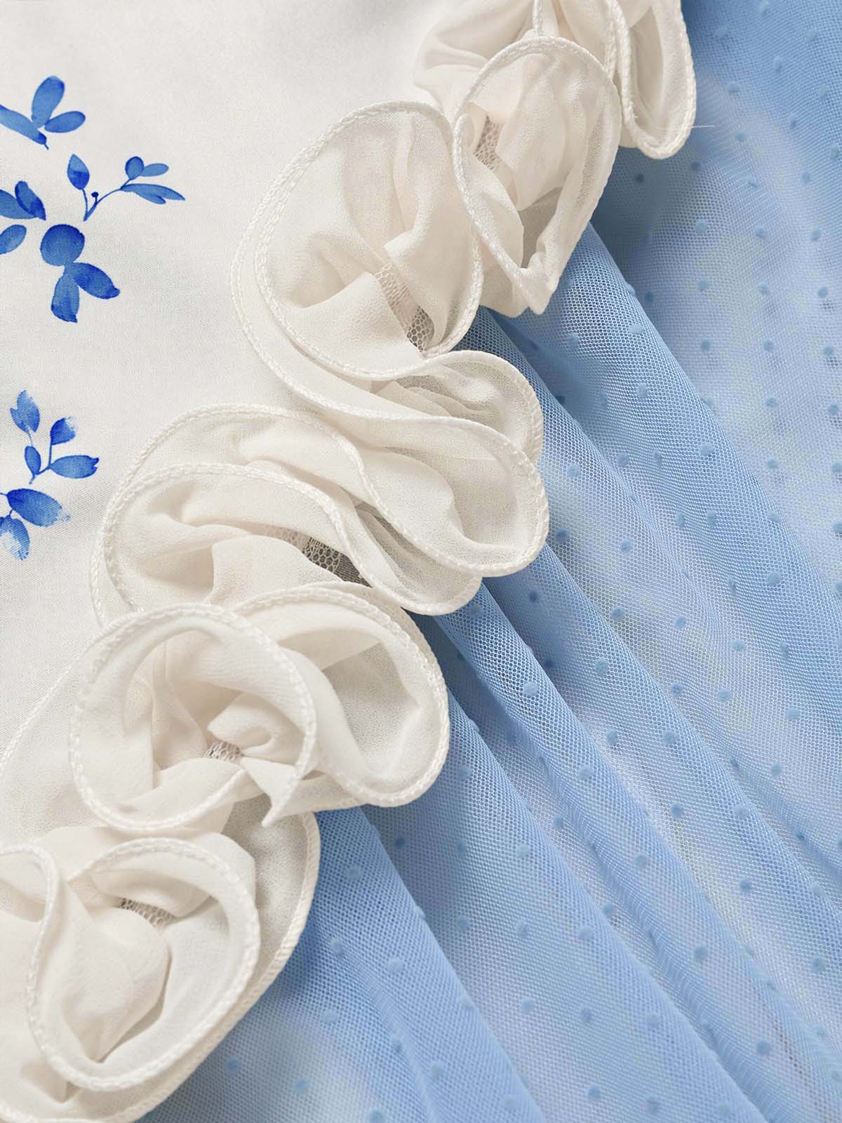 [Prévente] Robe Col Montant Rose Tulle Bleu Années 50 - Image 7