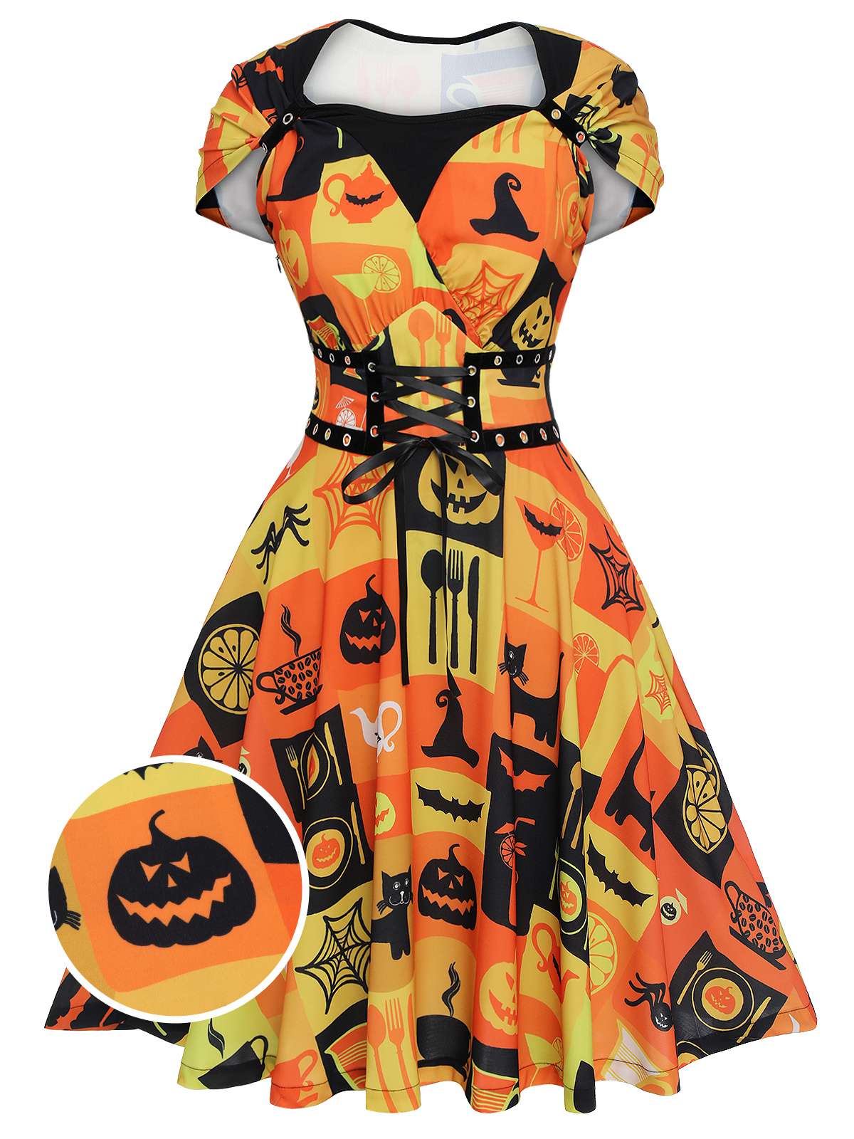 Robe col reine à lacets pour Halloween des années 1950 - Image 2