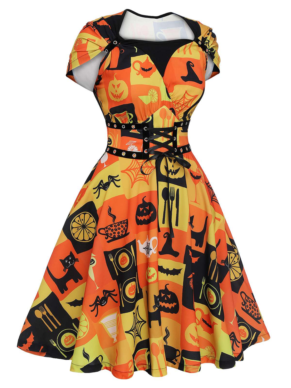 Robe col reine à lacets pour Halloween des années 1950 - Image 3
