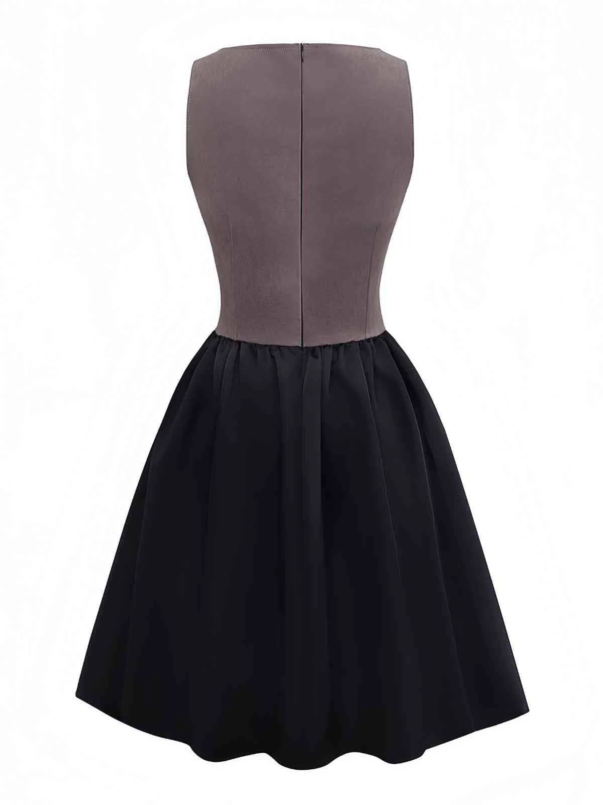 Robe corset marron style pirate et col carré années 1960 - Image 2