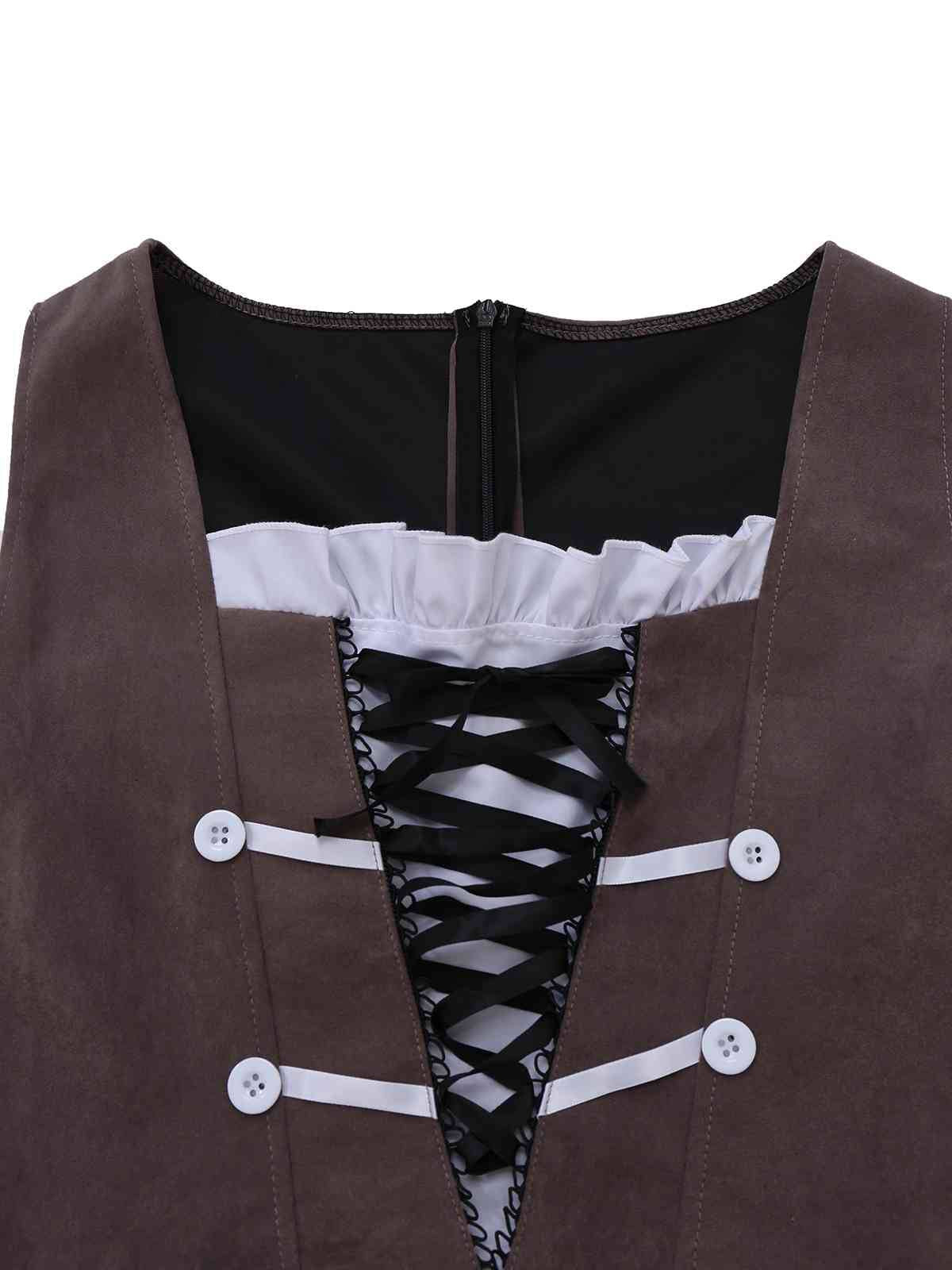 Robe corset marron style pirate et col carré années 1960 - Image 5