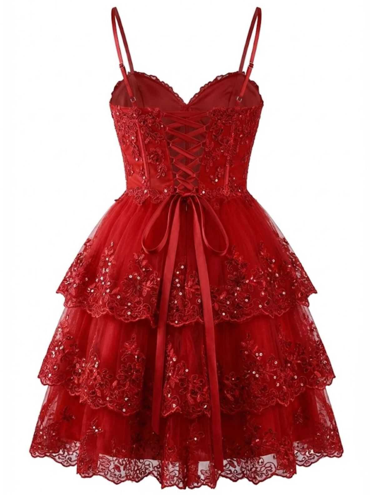 Robe corset tulle volants sequins 1980s - Image 2